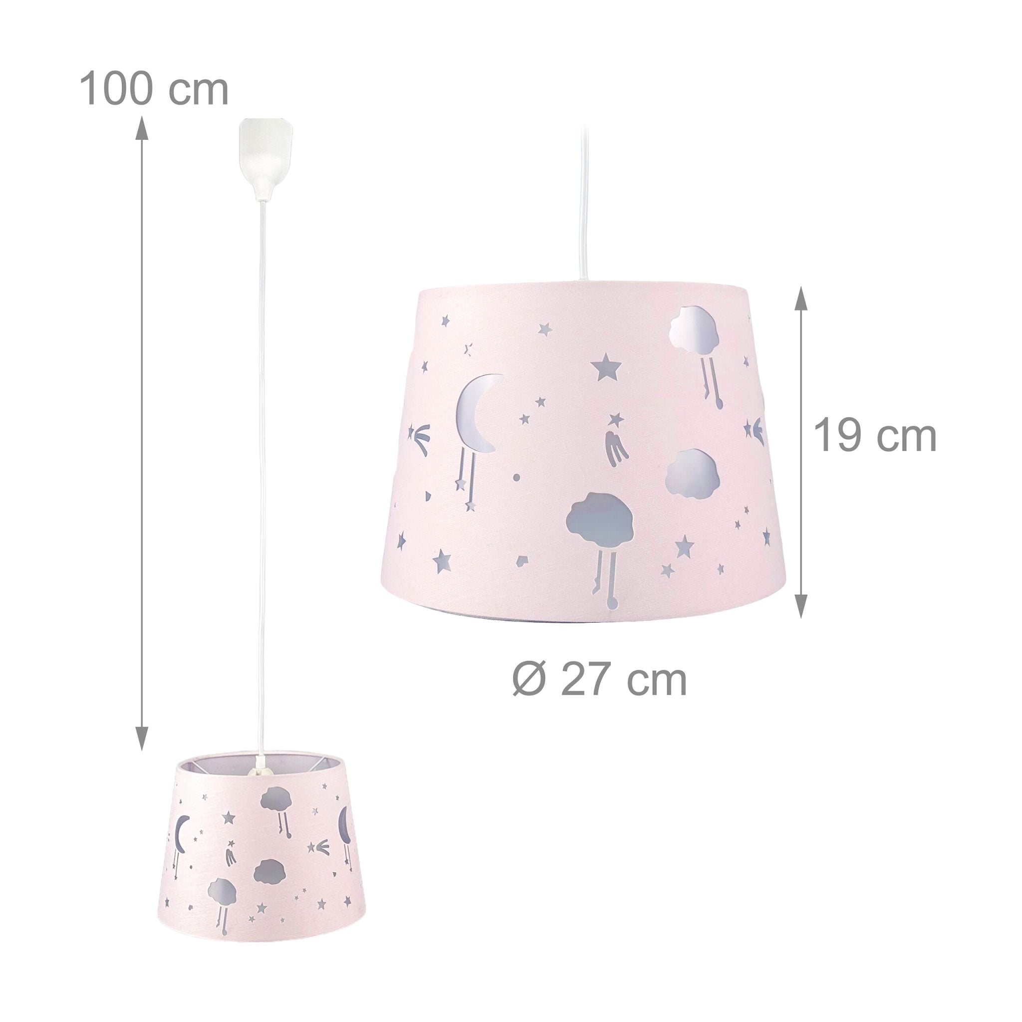 Hängelampe Kinderzimmer Abendhimmel Weiss-Rosa von Relaxdays
