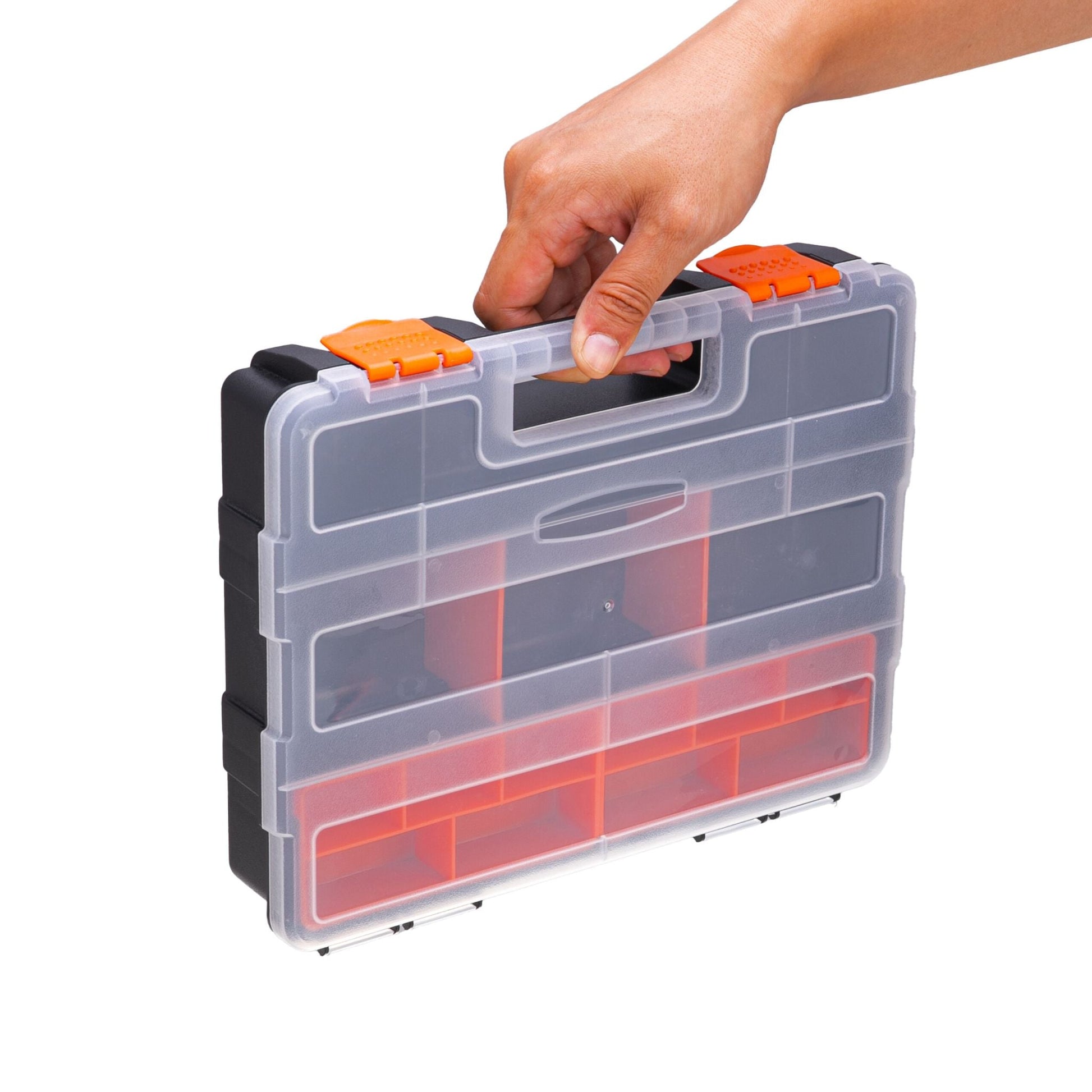 Sortierbox 4er-Set Orange-Schwarz-Transparent von Relaxdays