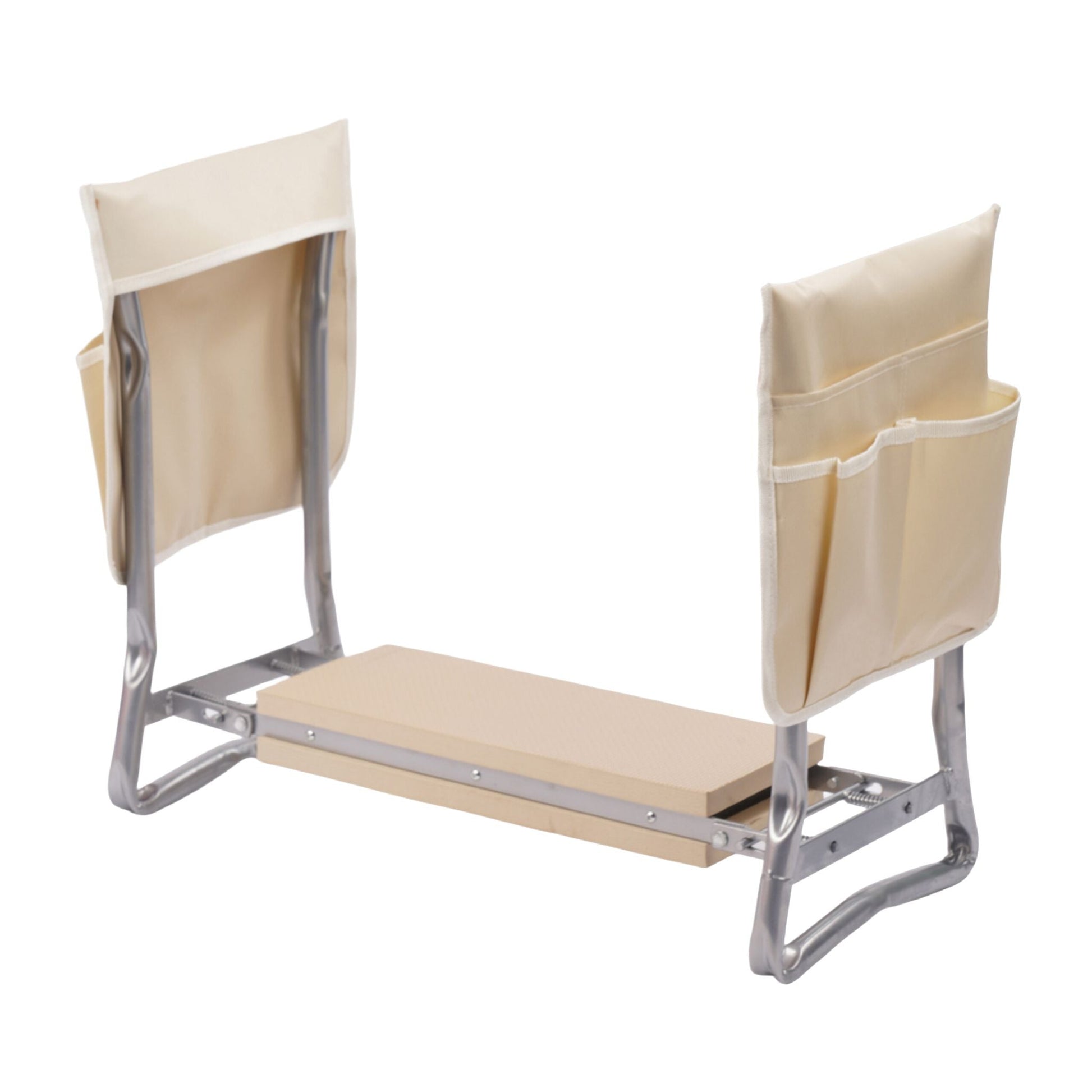 Kniebank Gartenarbeit mit Taschen Beige-Silber von Relaxdays