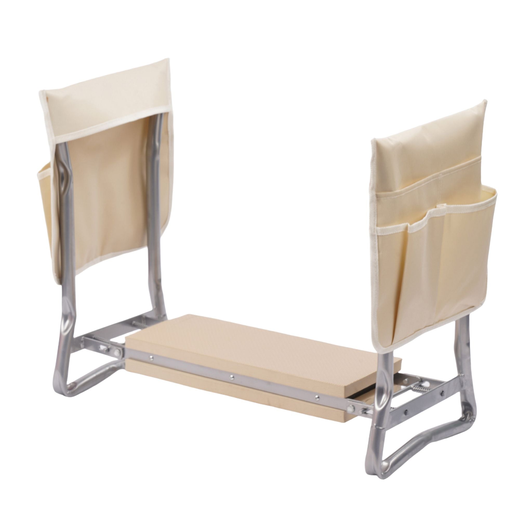 Kniebank Gartenarbeit mit Taschen Beige-Silber von Relaxdays