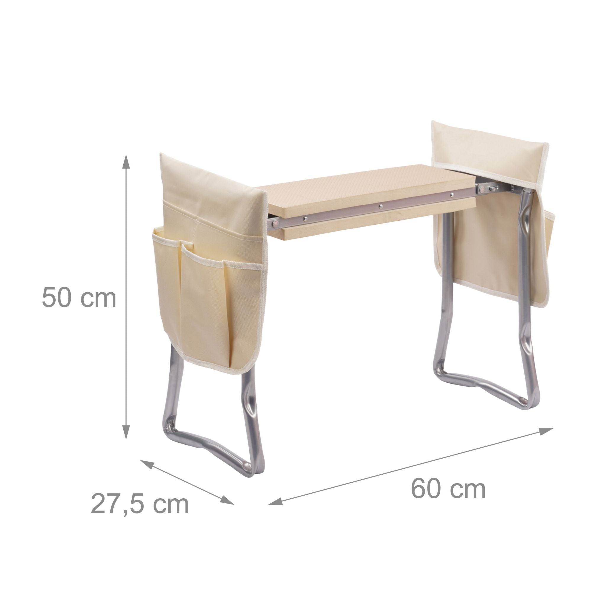 Kniebank Gartenarbeit mit Taschen Beige-Silber von Relaxdays