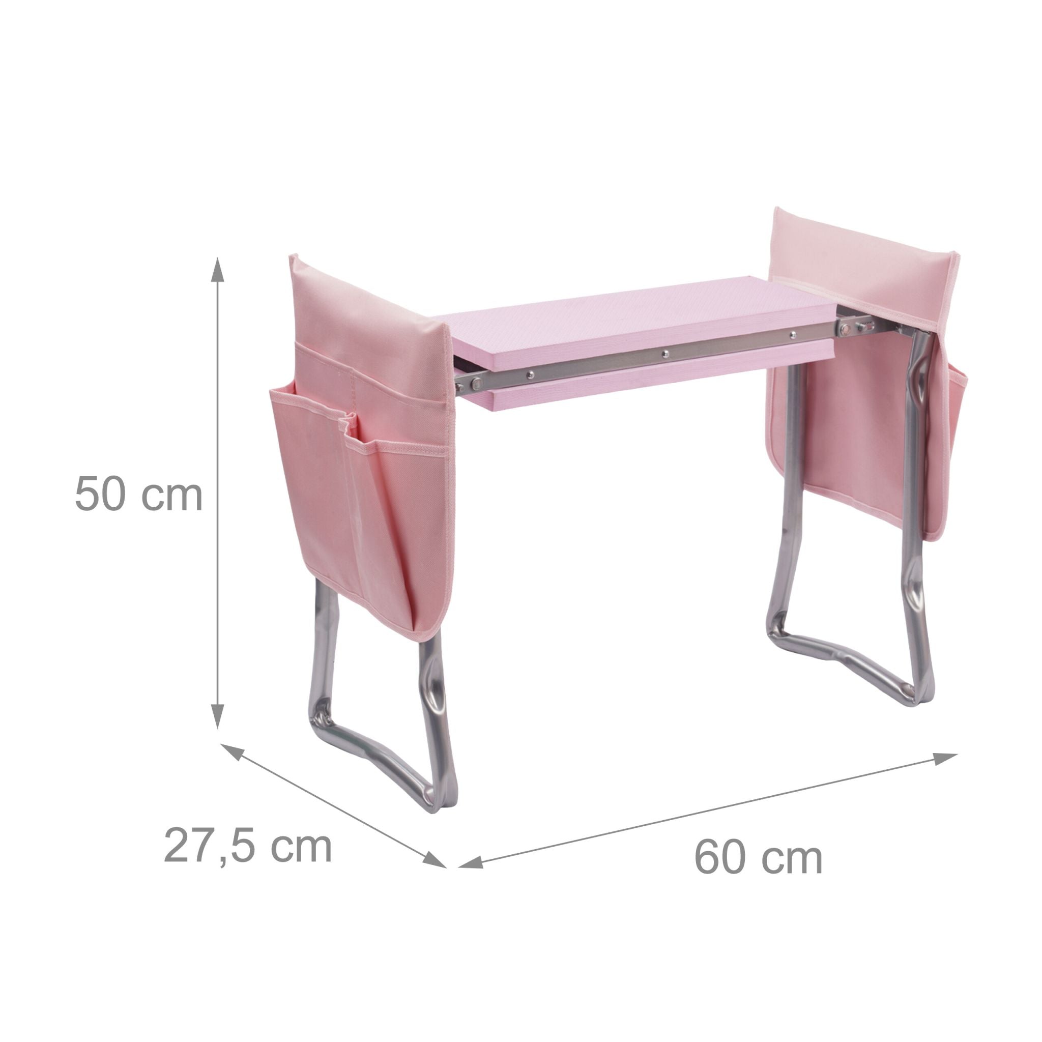Kniebank Gartenarbeit mit Taschen Rosa-Silber von Relaxdays