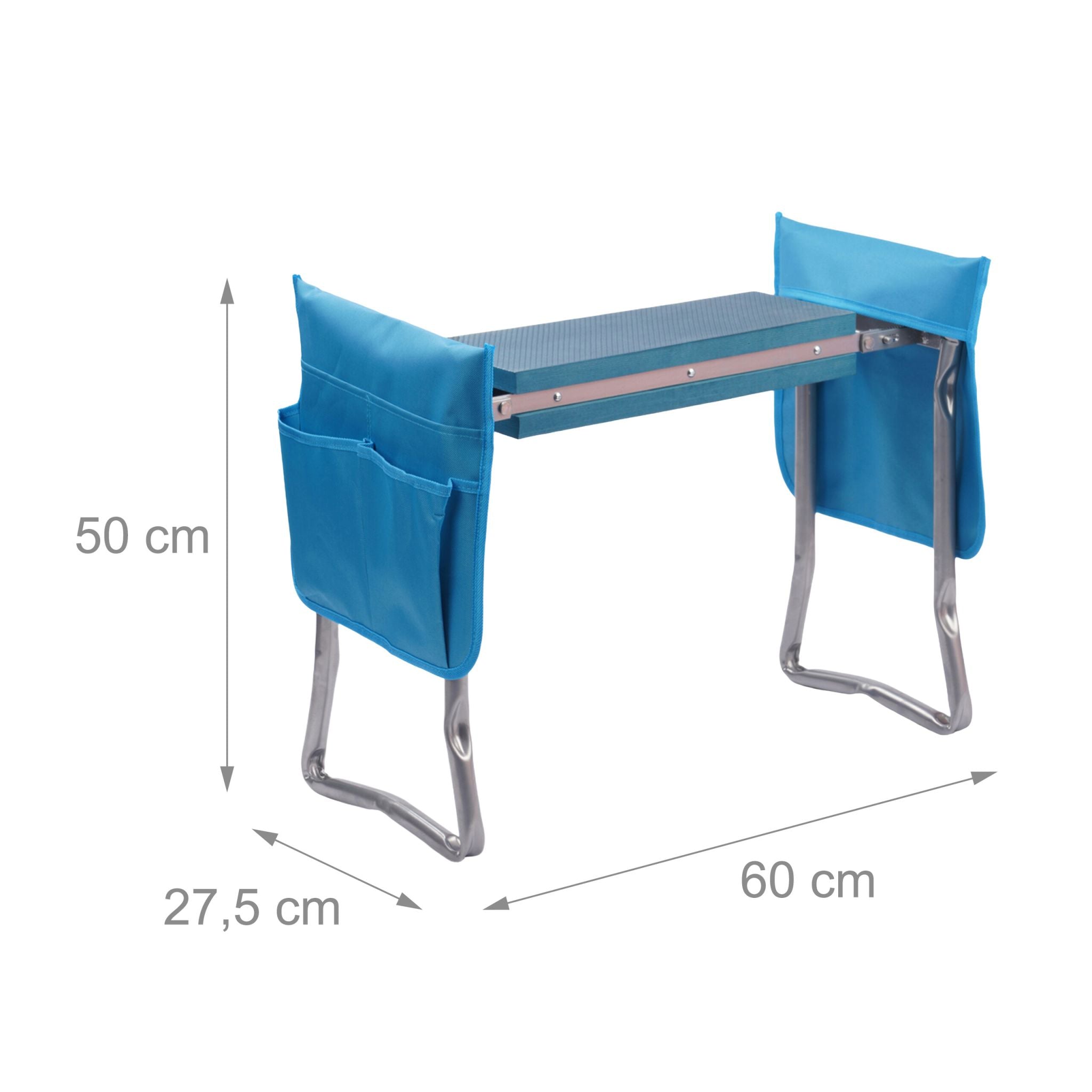 Kniebank Gartenarbeit mit Taschen Blau-Silber von Relaxdays