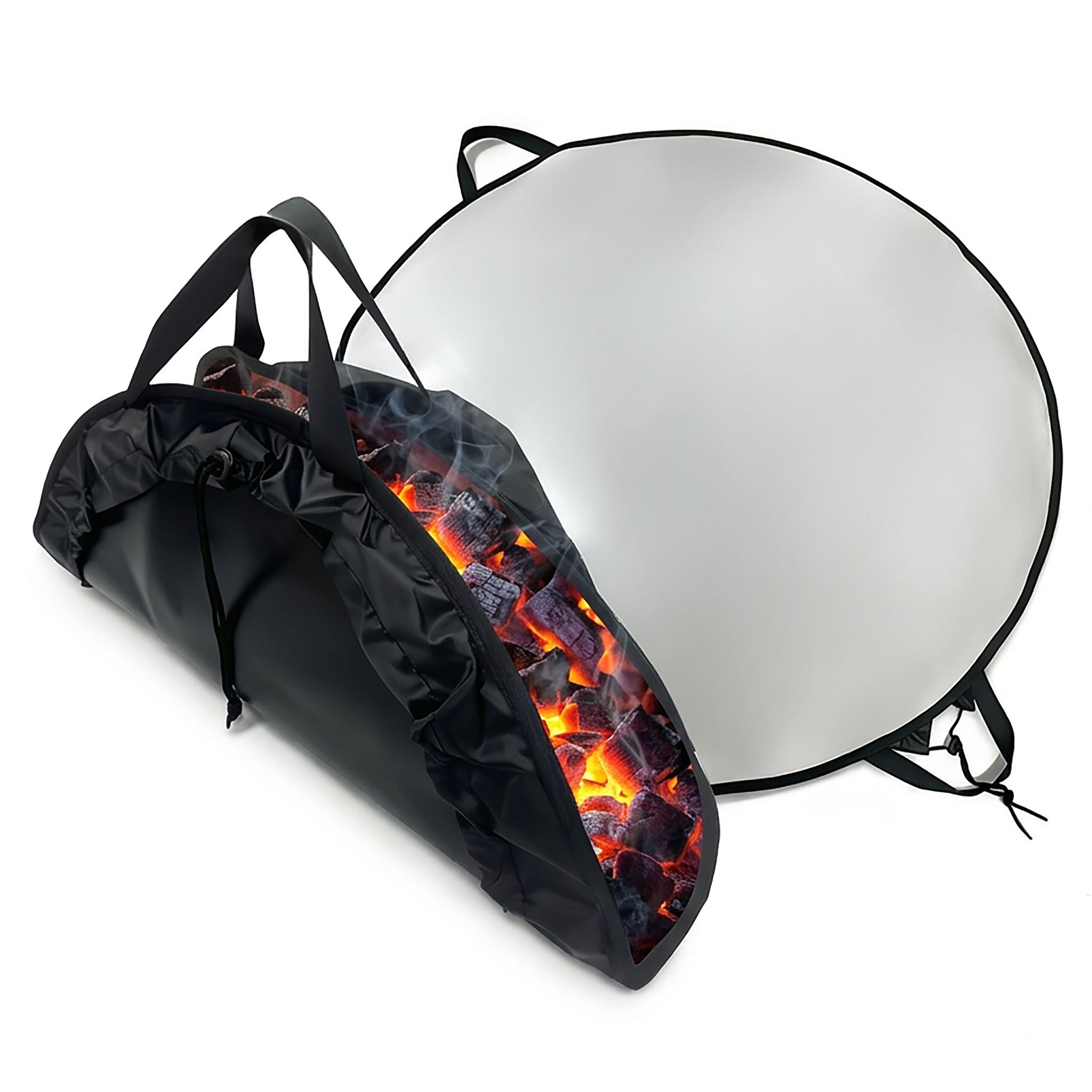 Feuerfeste Unterlage Grill & Feuerschale Schwarz-Silber von Relaxdays