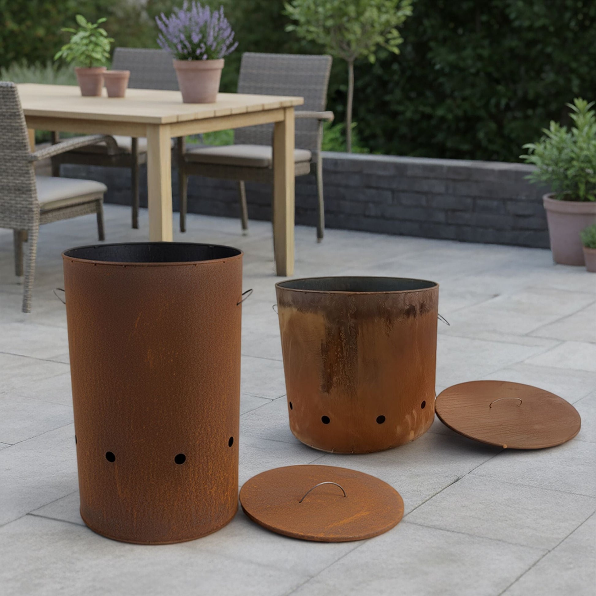 Feuertonne Cortenstahl Braun von Relaxdays