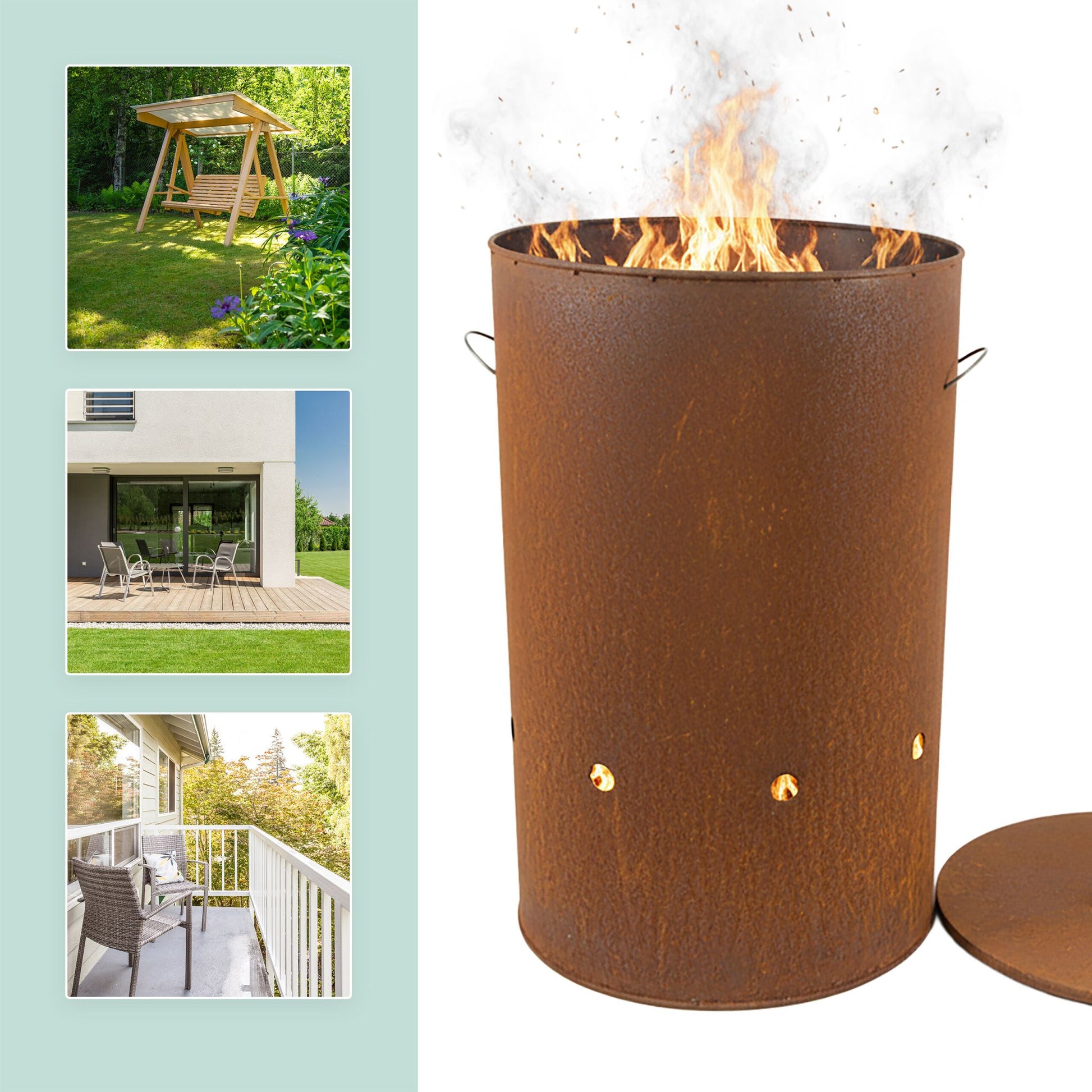 Feuertonne Cortenstahl Braun von Relaxdays