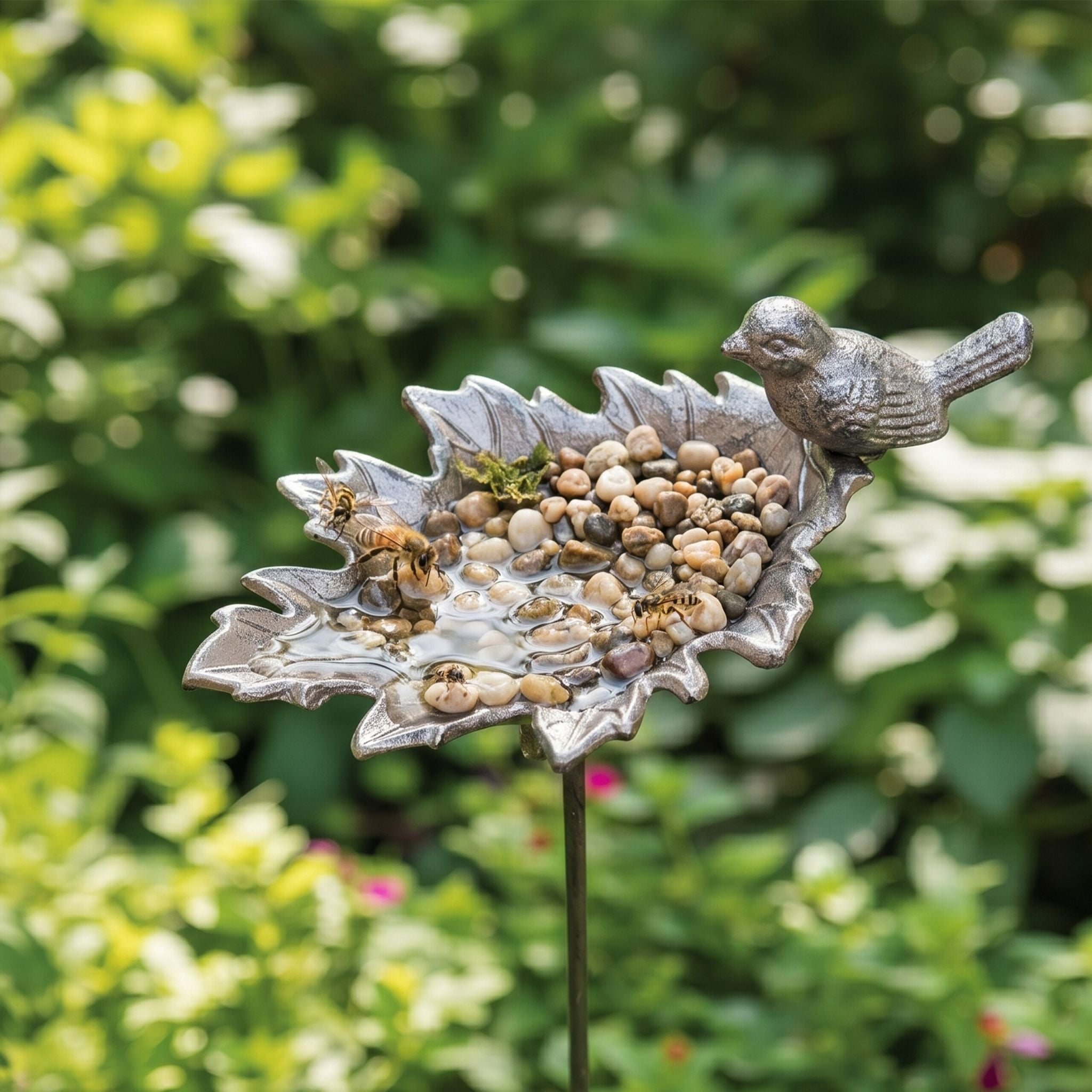 Stehende Vogeltränke Gusseisen Dunkelbraun von Relaxdays