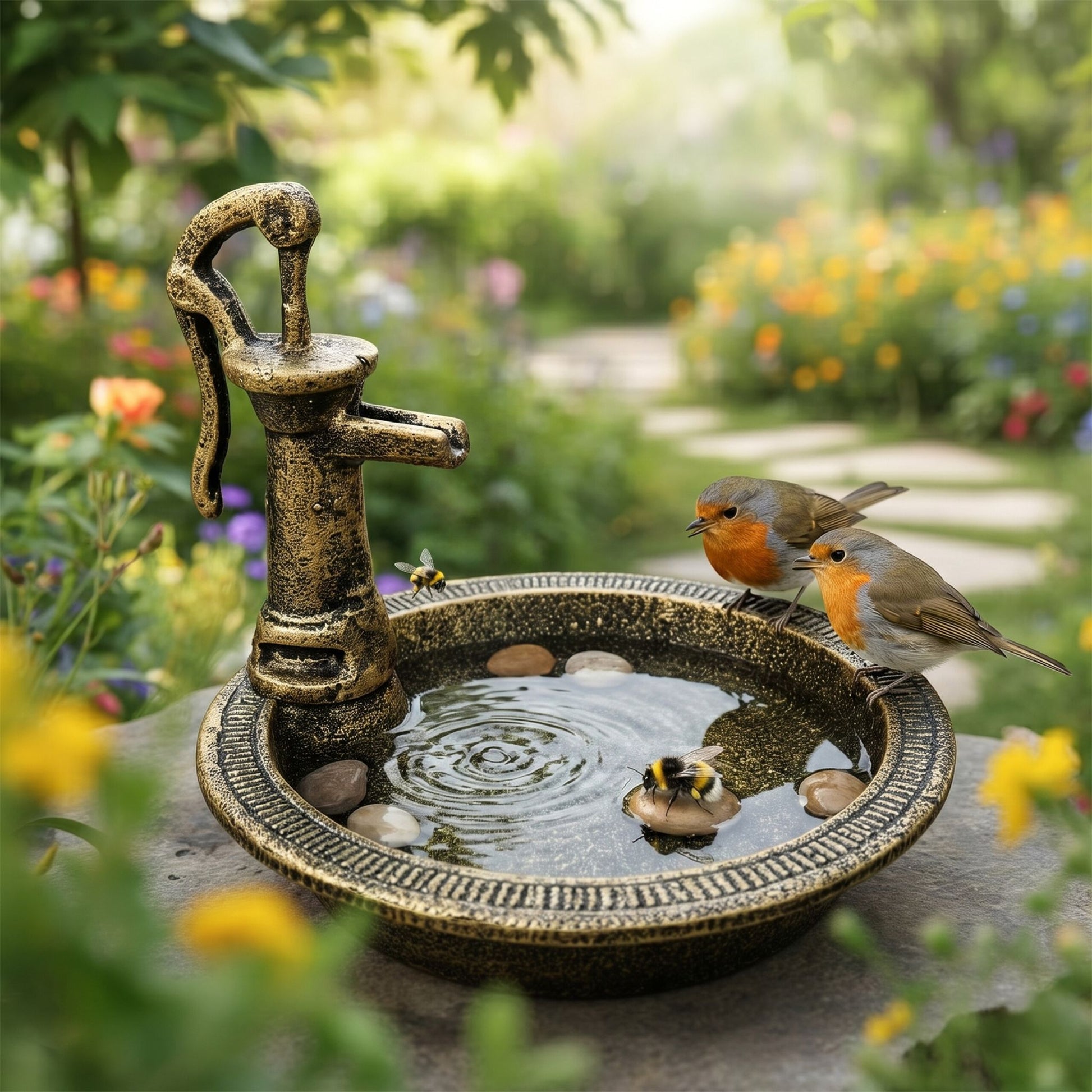 Vogeltränke Gusseisen Gold-Schwarz von Relaxdays