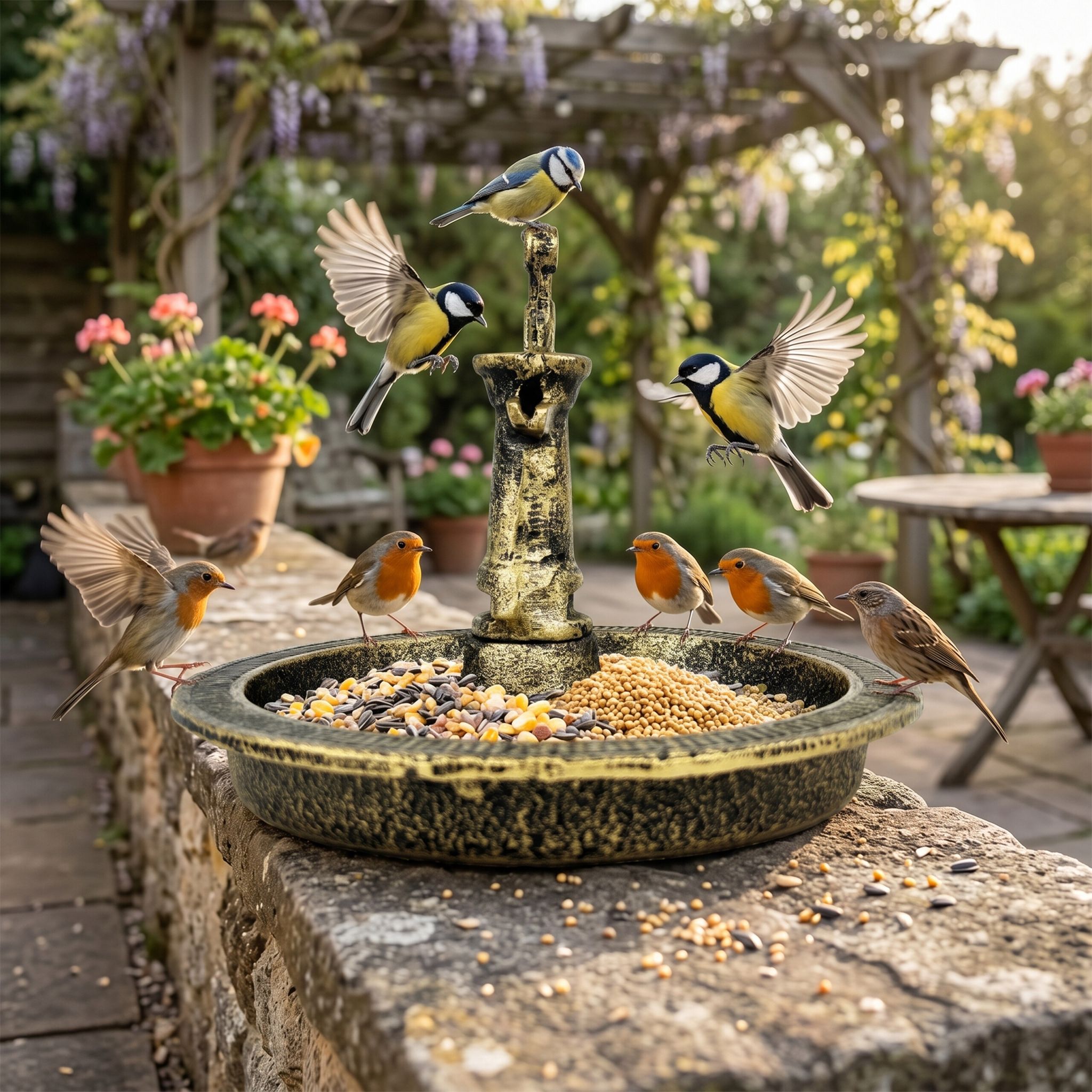 Vogeltränke Gusseisen Gold-Schwarz von Relaxdays