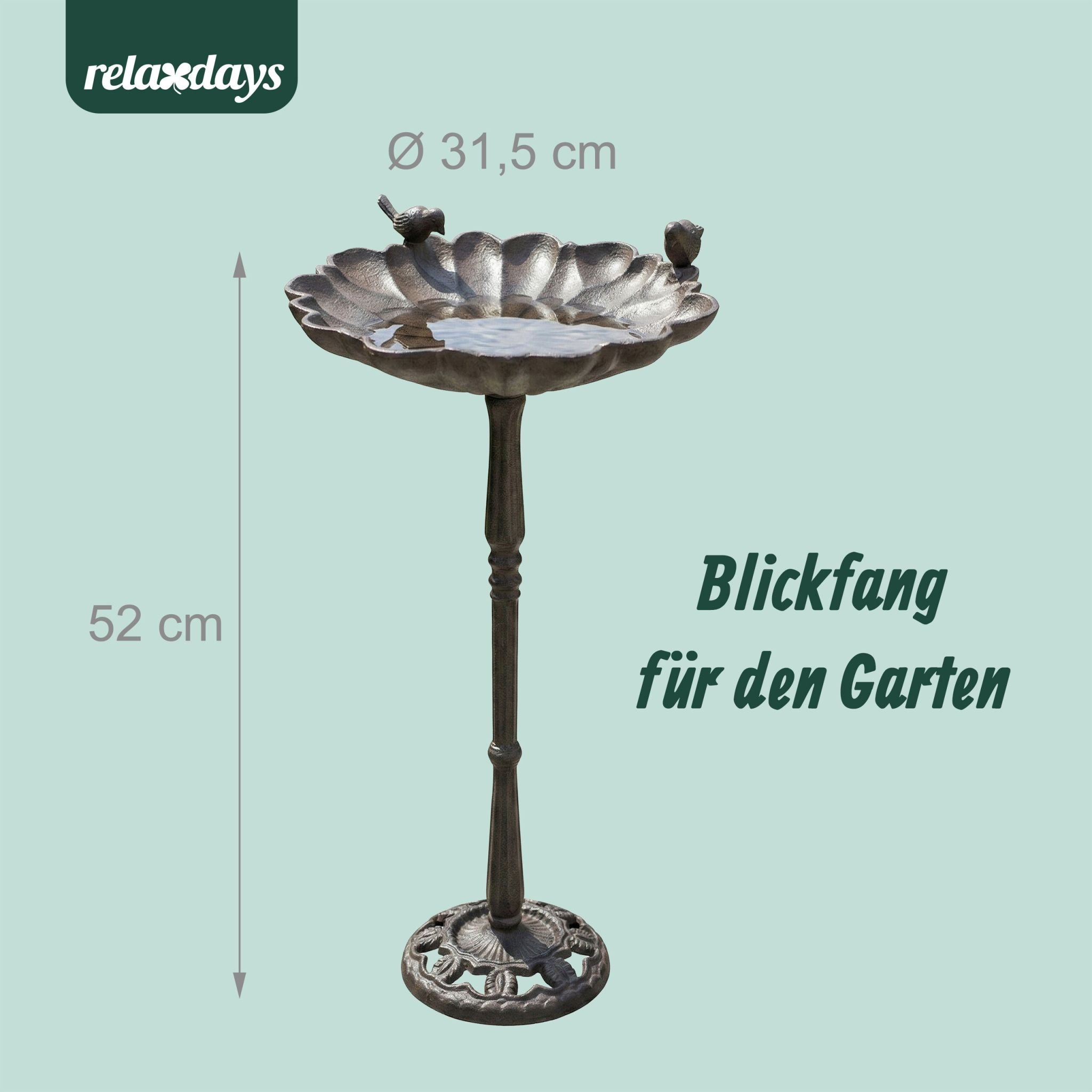 Stehende Vogeltränke Gusseisen Dunkelbraun von Relaxdays
