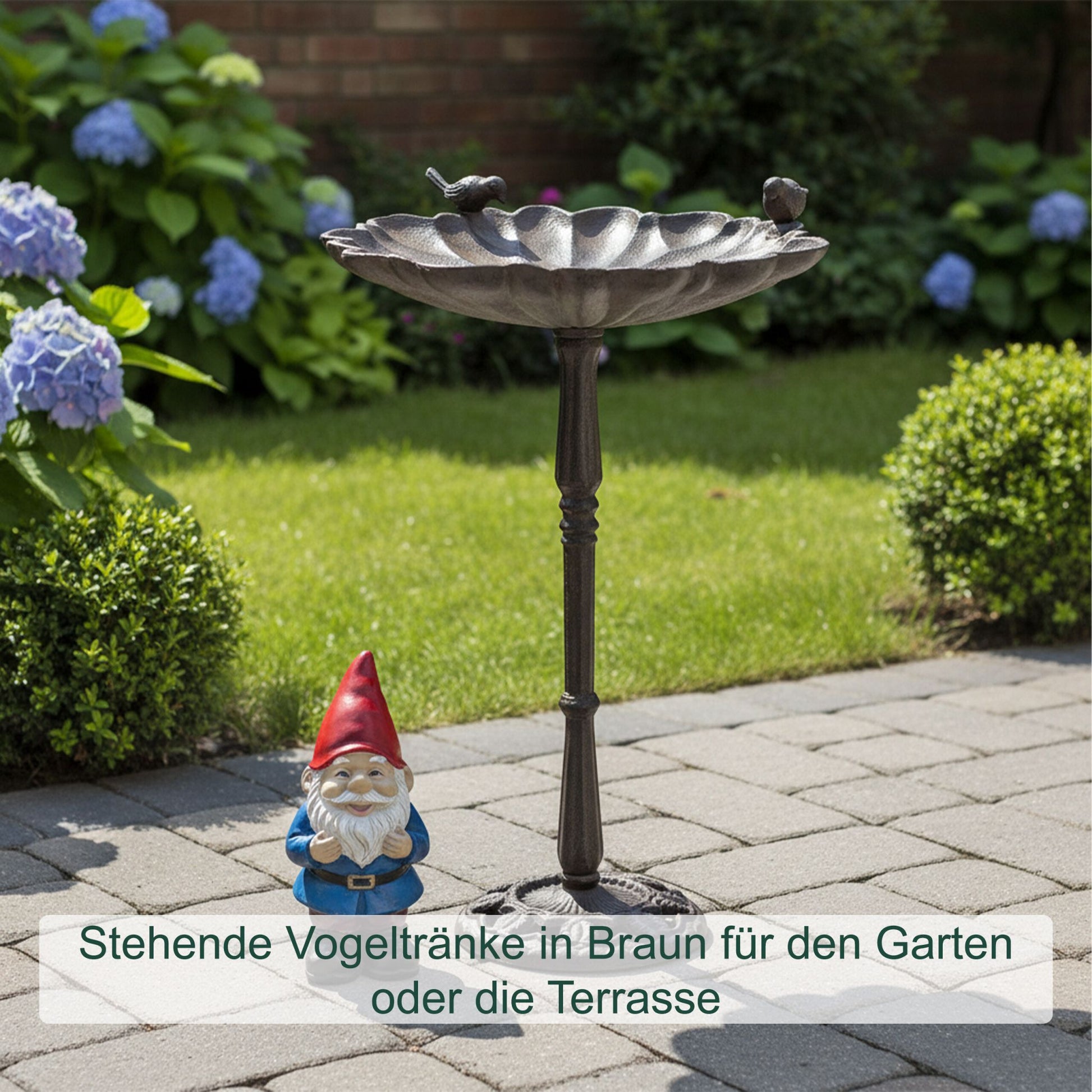 Stehende Vogeltränke Gusseisen Dunkelbraun von Relaxdays