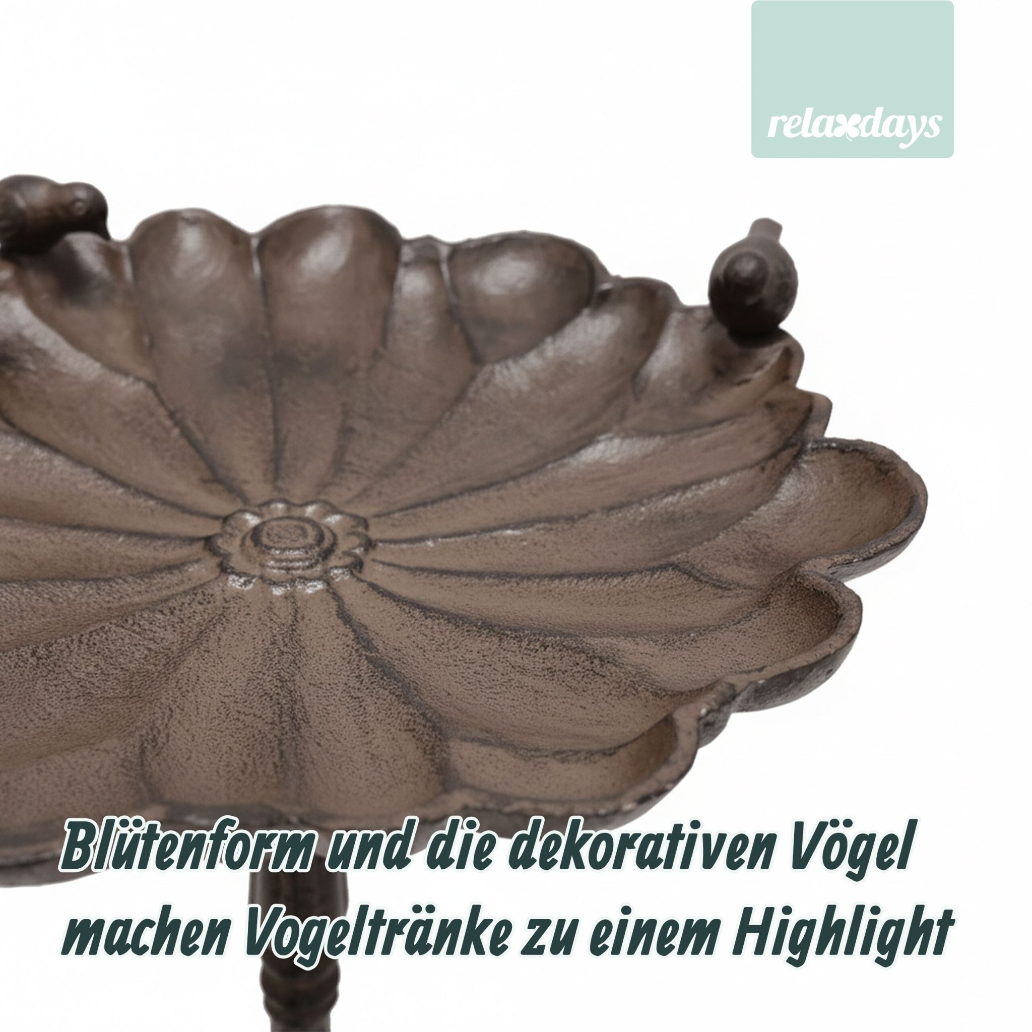 Stehende Vogeltränke Gusseisen Dunkelbraun von Relaxdays