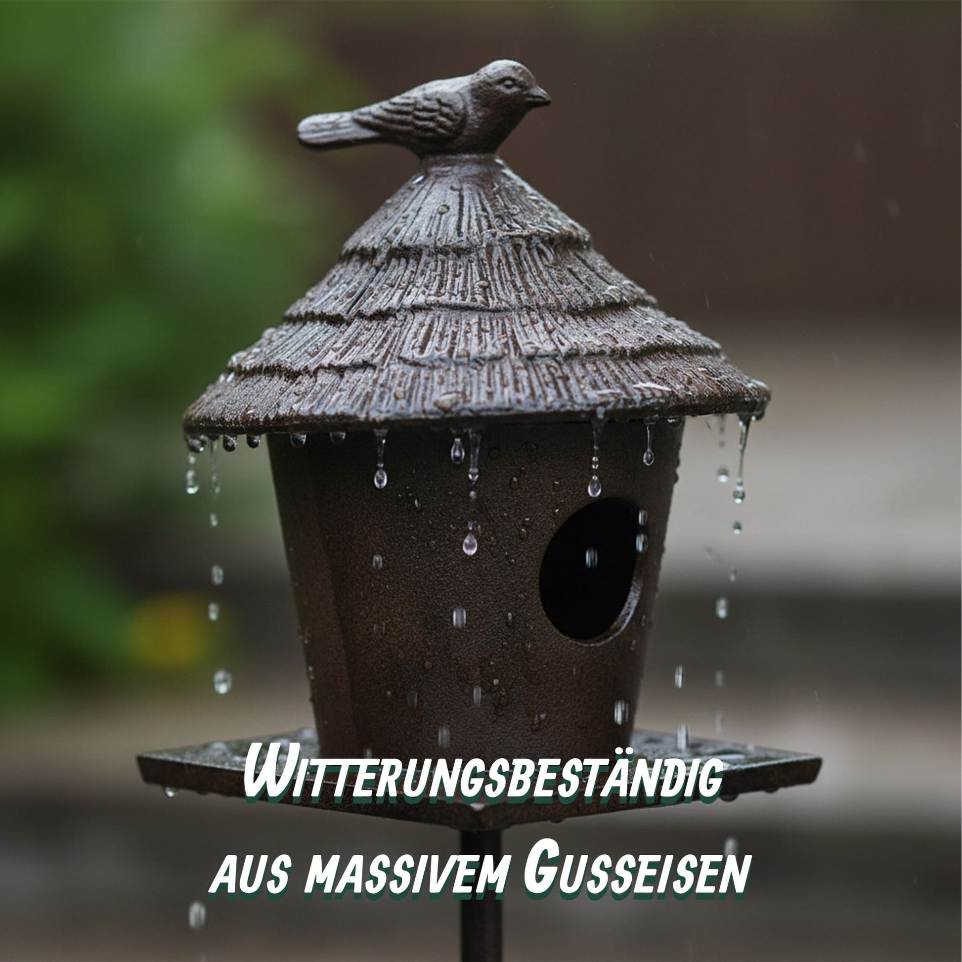 Gusseisen Vogelfutterhaus mit Ständer Braun von Relaxdays