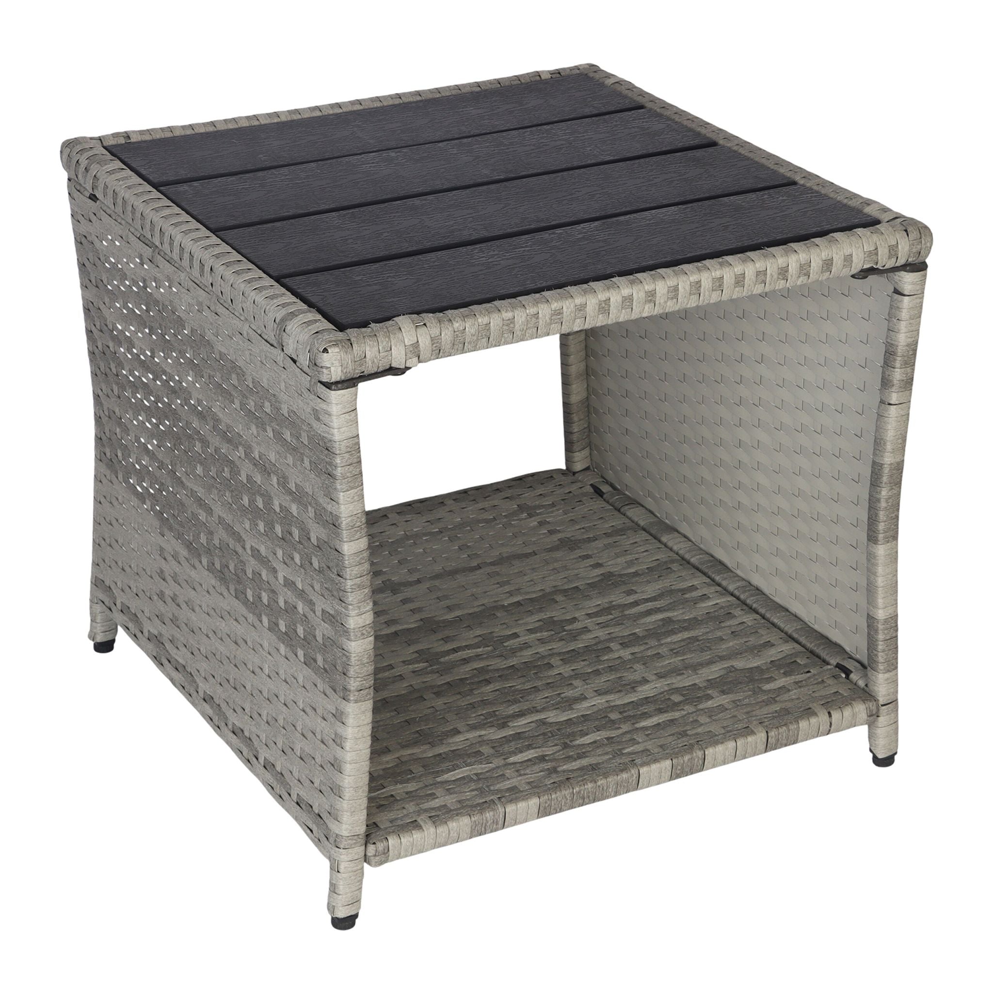 Balkontisch Polyrattan Schwarz-Grau von Relaxdays
