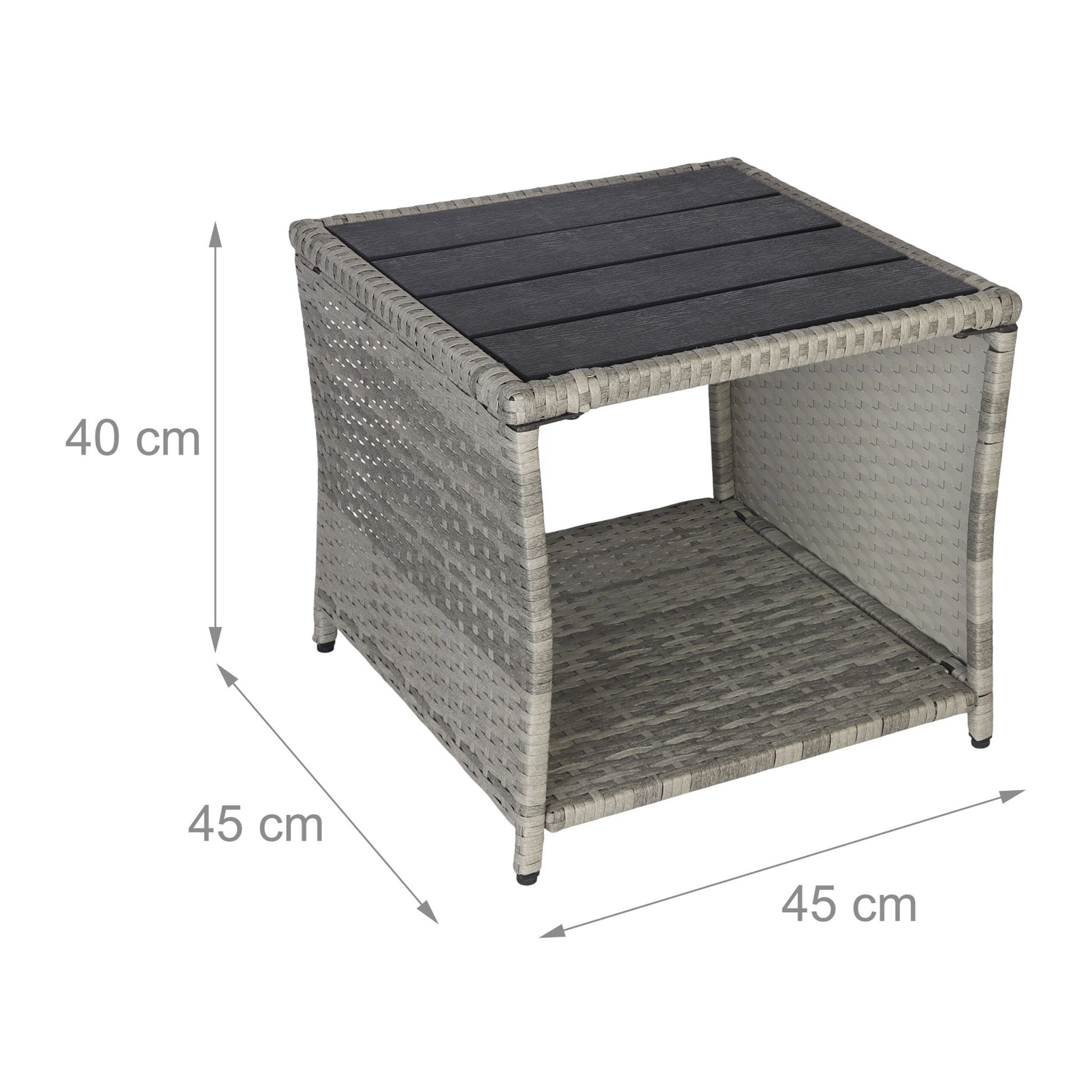 Balkontisch Polyrattan Schwarz-Grau von Relaxdays