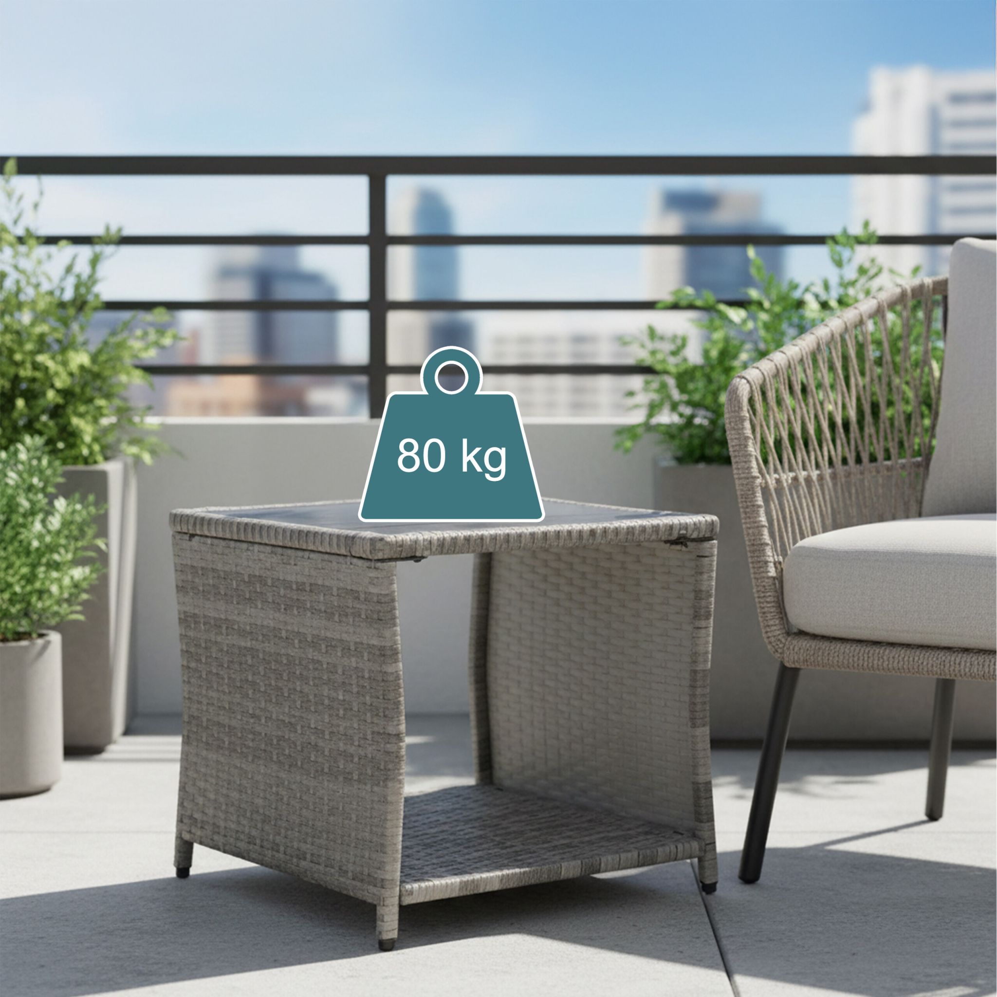 Balkontisch Polyrattan Schwarz-Grau von Relaxdays