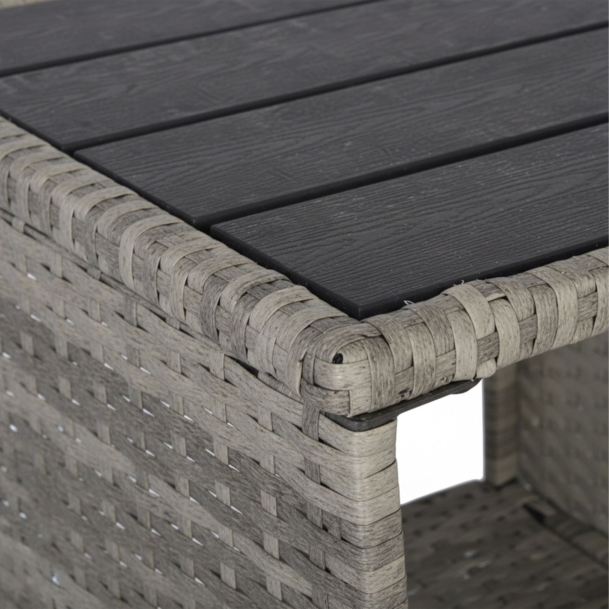 Balkontisch Polyrattan Schwarz-Grau von Relaxdays