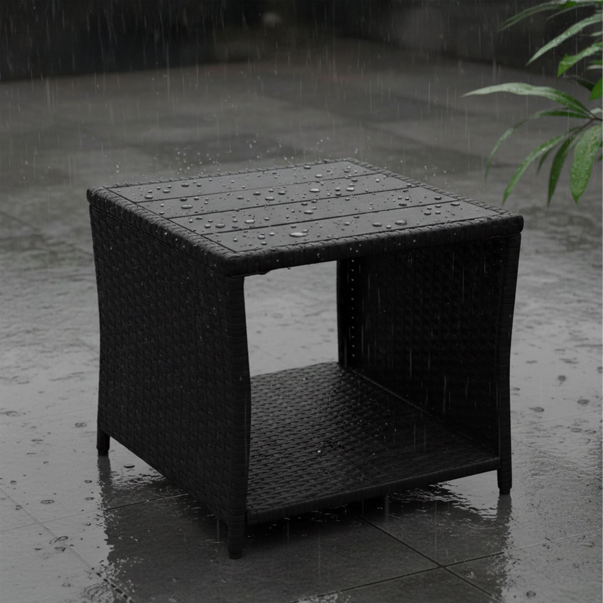 Balkontisch Polyrattan Schwarz von Relaxdays