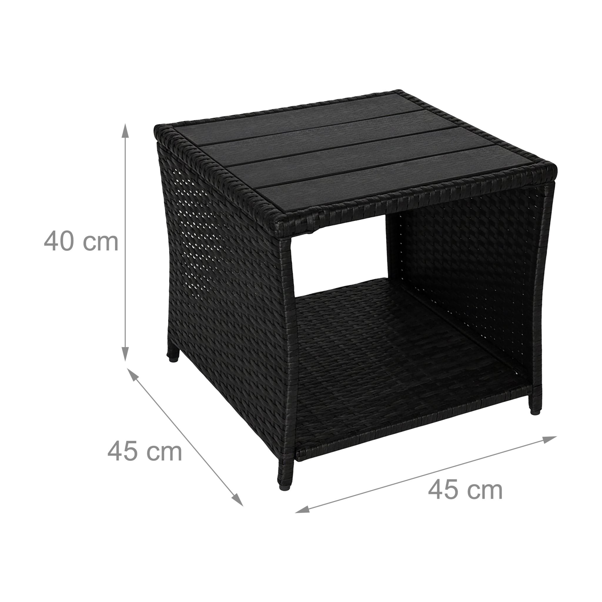Balkontisch Polyrattan Schwarz von Relaxdays