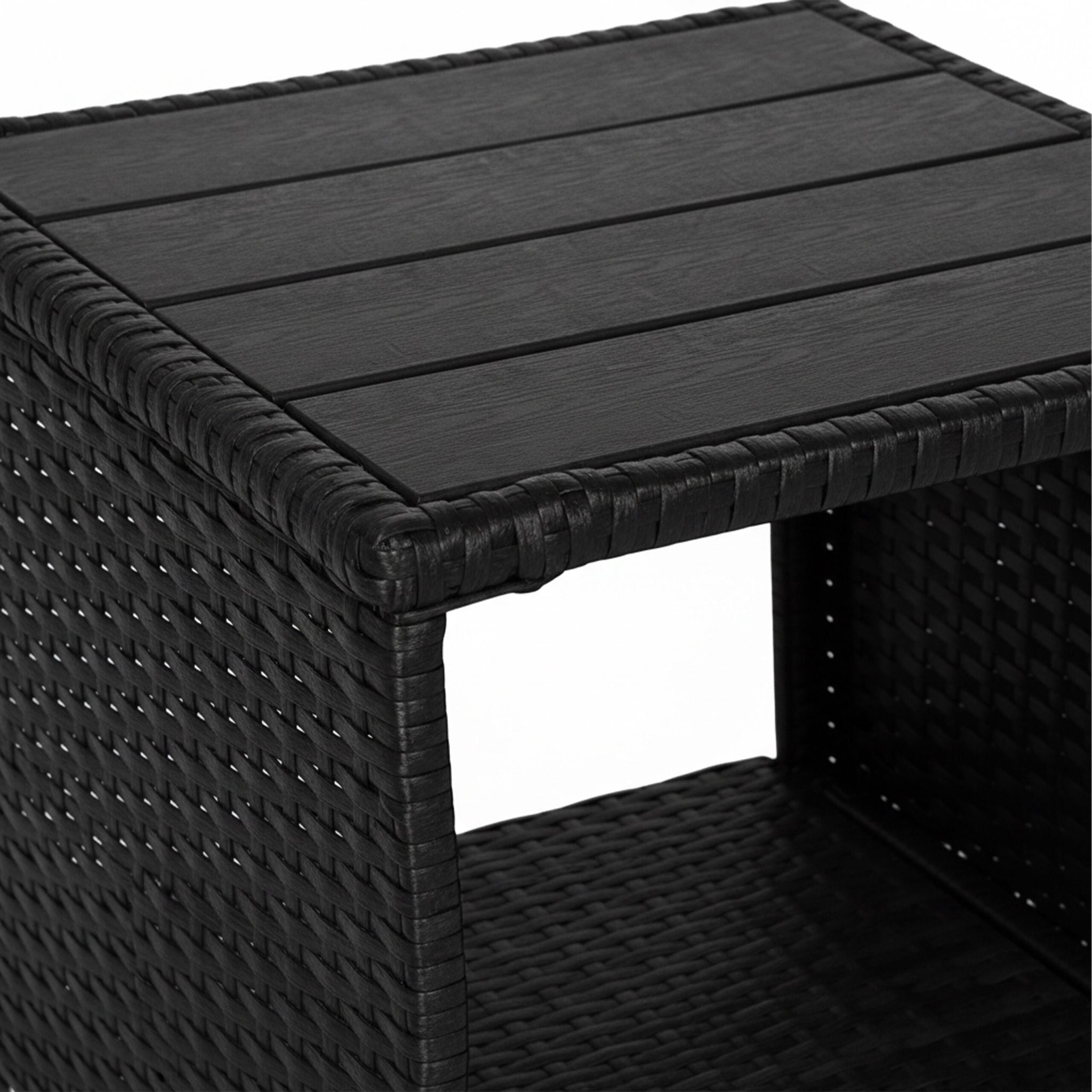 Balkontisch Polyrattan Schwarz von Relaxdays