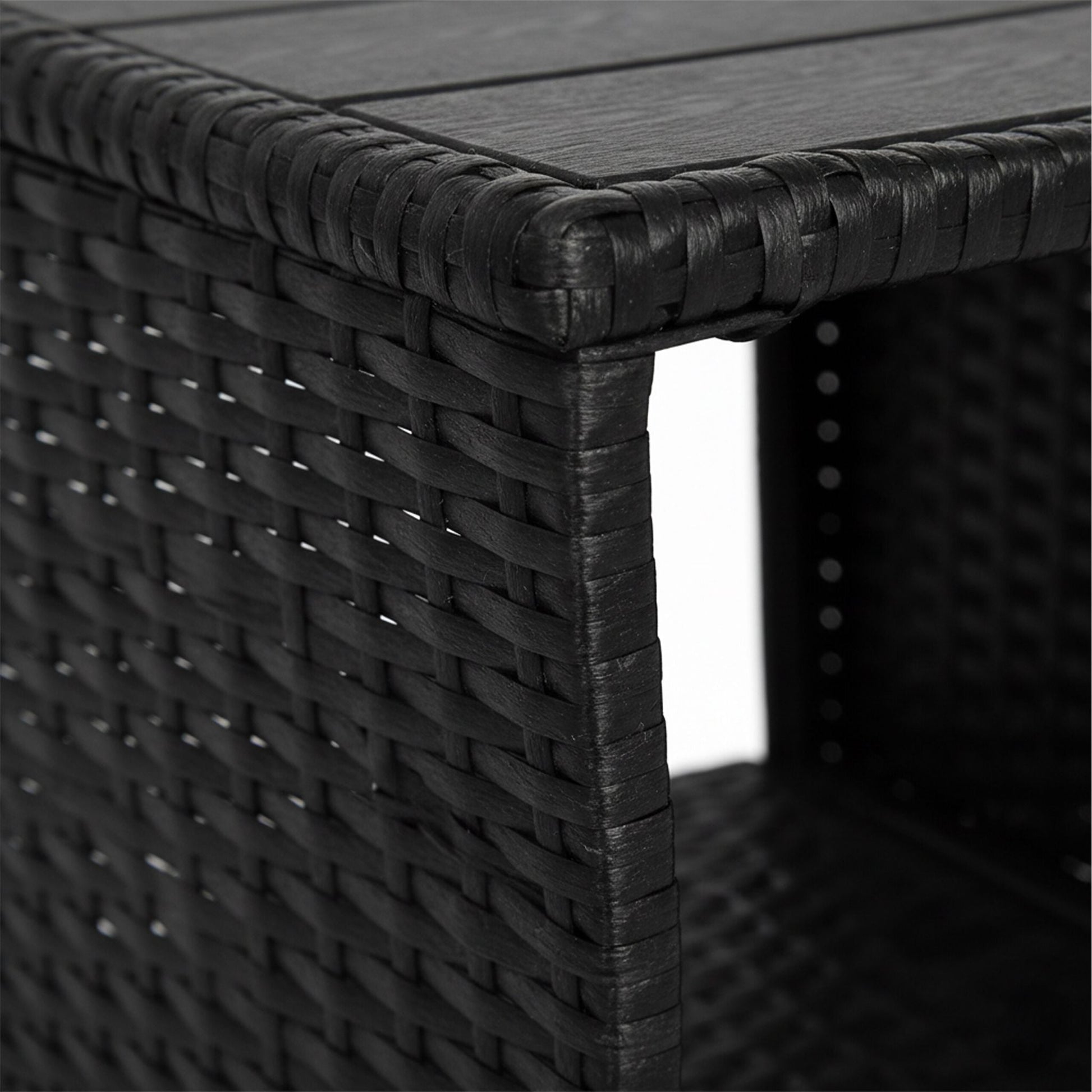 Balkontisch Polyrattan Schwarz von Relaxdays