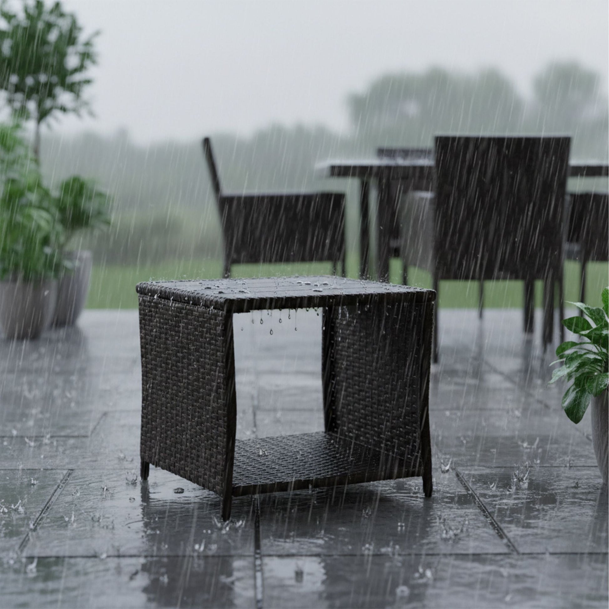 Balkontisch Polyrattan Braun-Schwarz von Relaxdays