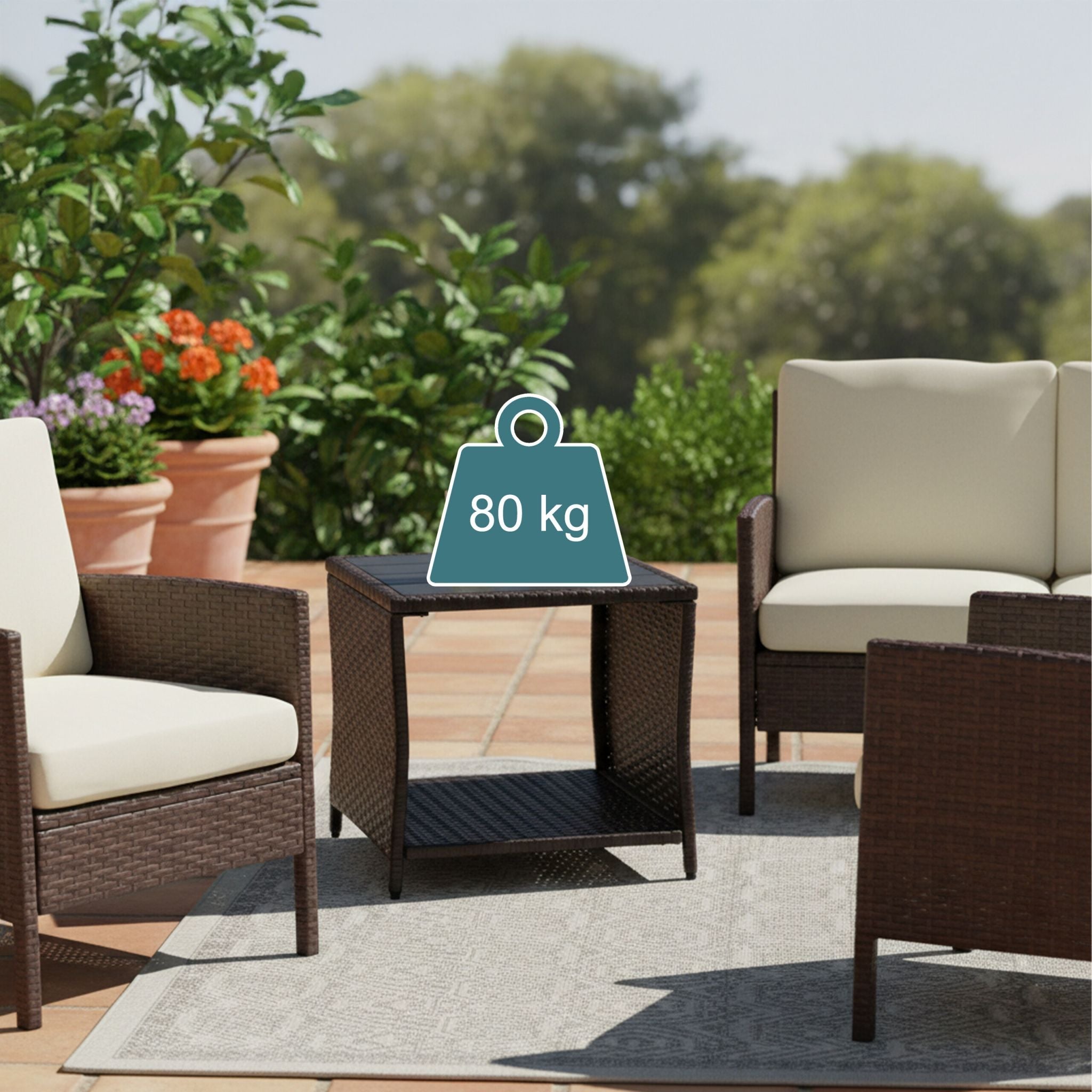 Balkontisch Polyrattan Braun-Schwarz von Relaxdays