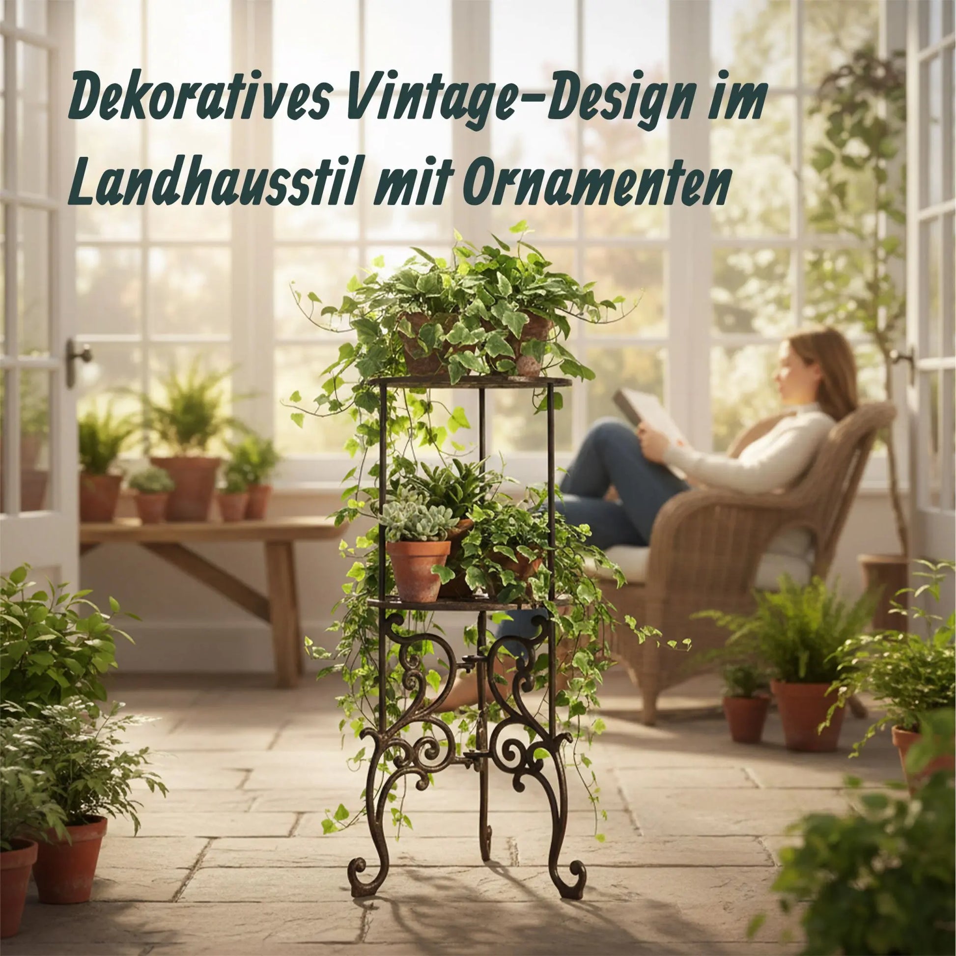 Pflanzenständer antik Gusseisen Dunkelbraun von Relaxdays