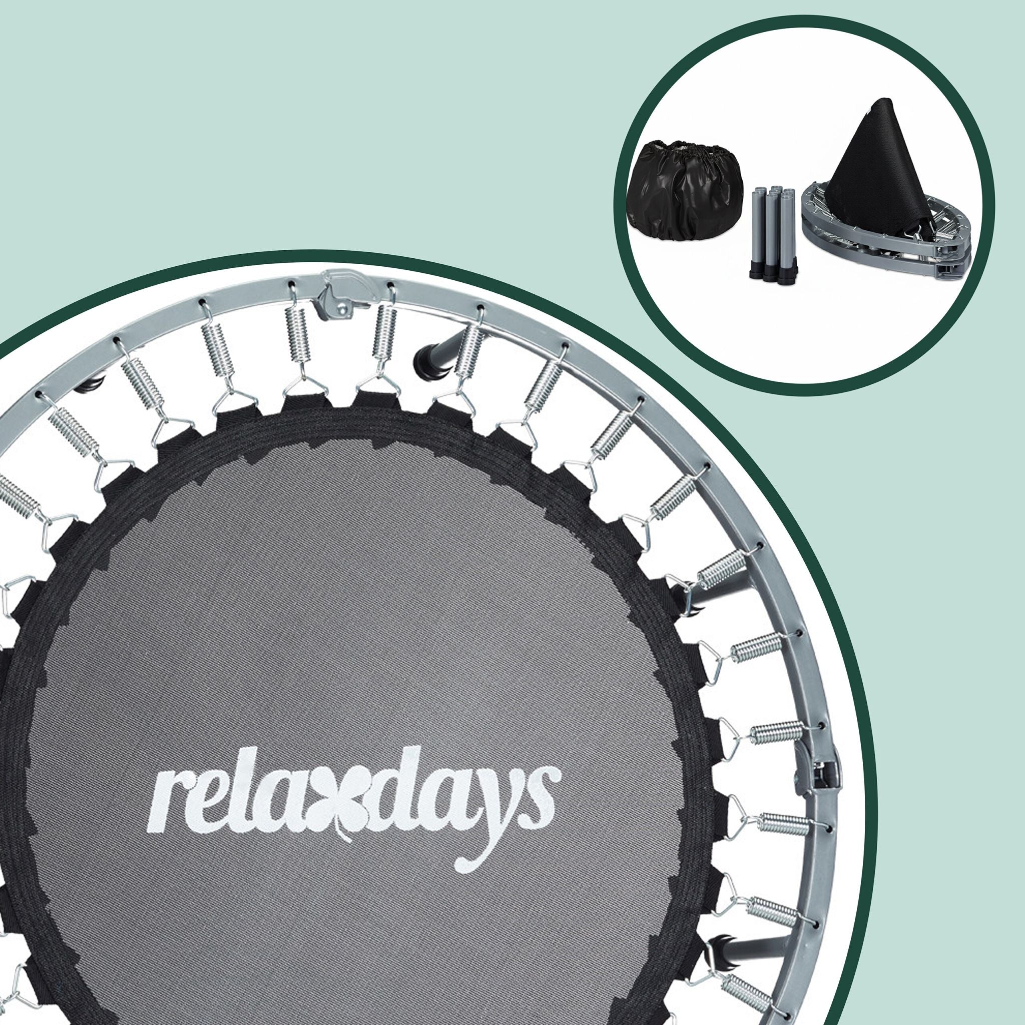 Indoor Trampolin Ø 95cm Schwarz von Relaxdays