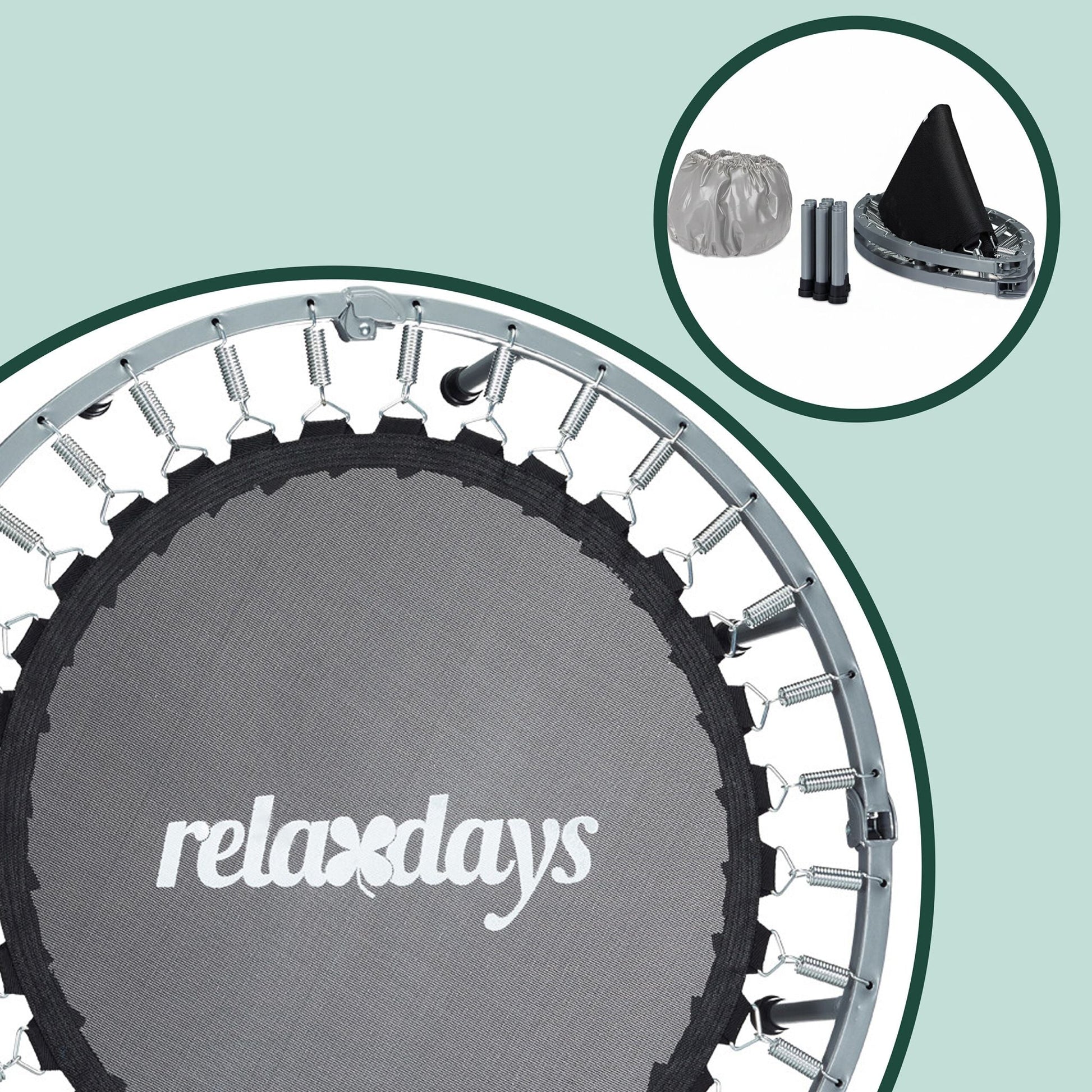 Indoor Trampolin Ø 95cm Schwarz-Grau von Relaxdays
