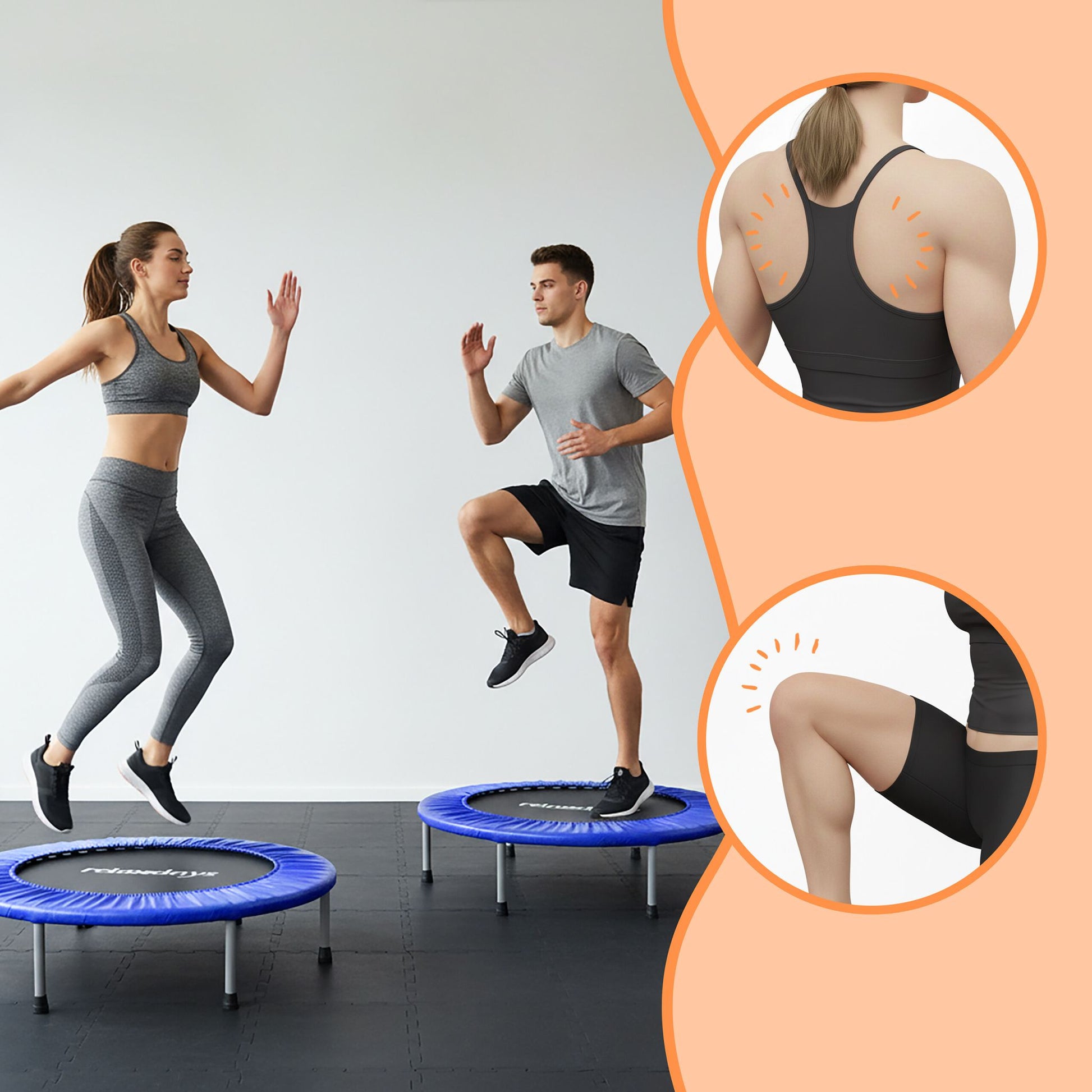 Indoor Trampolin Ø 95cm Blau-Schwarz von Relaxdays