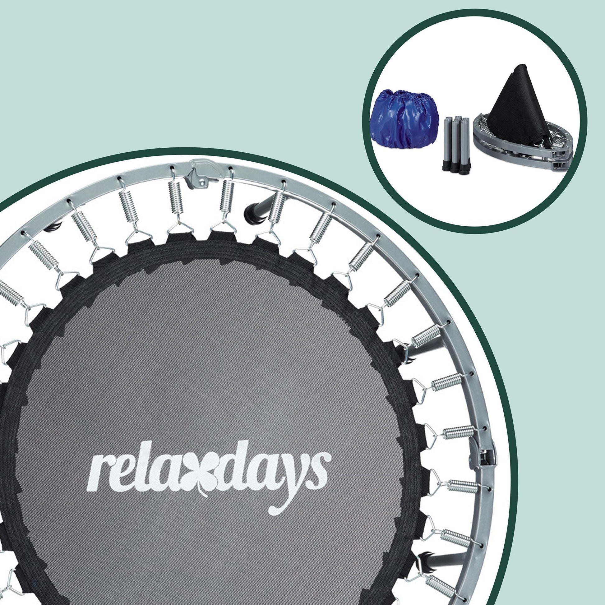 Indoor Trampolin Ø 95cm Blau-Schwarz von Relaxdays