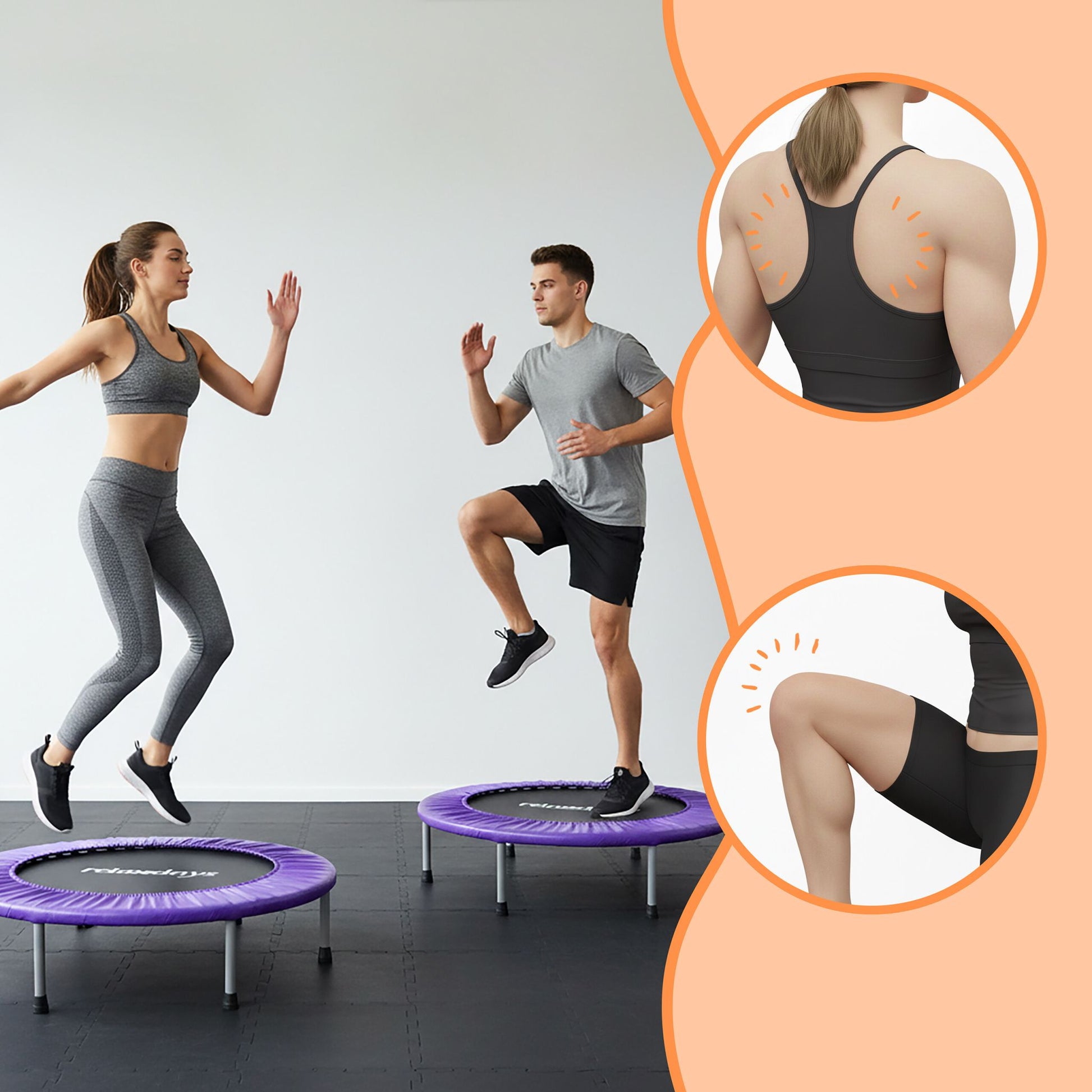Indoor Trampolin Ø 95cm Lila-Schwarz von Relaxdays