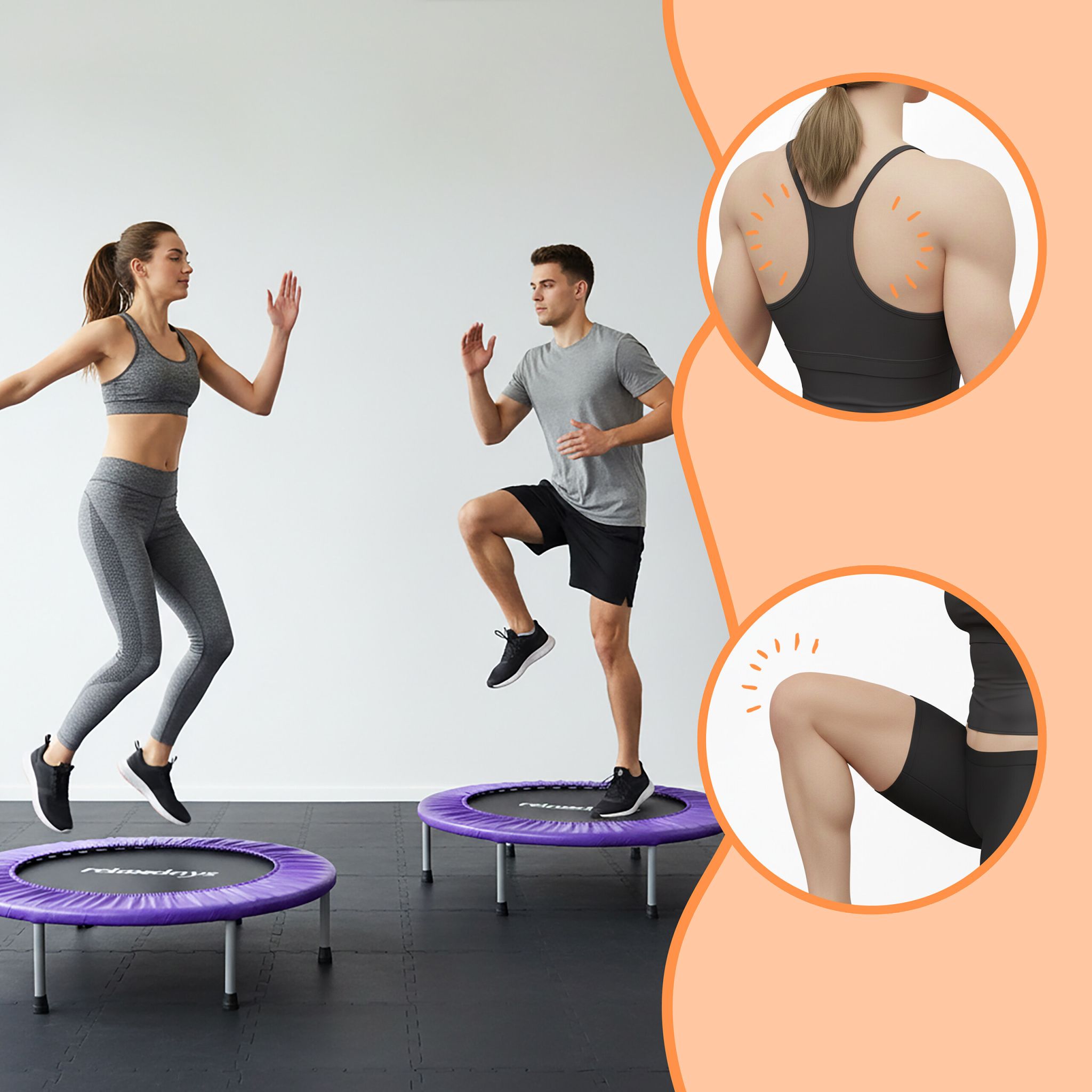 Indoor Trampolin Ø 95cm Lila-Schwarz von Relaxdays