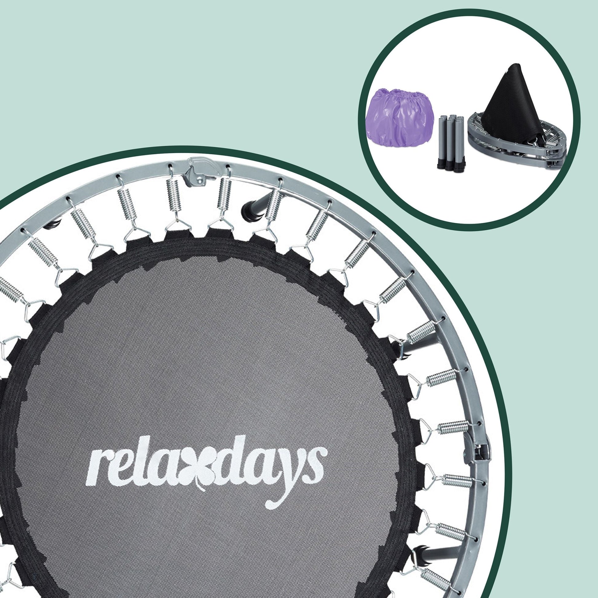 Indoor Trampolin Ø 95cm Lila-Schwarz von Relaxdays