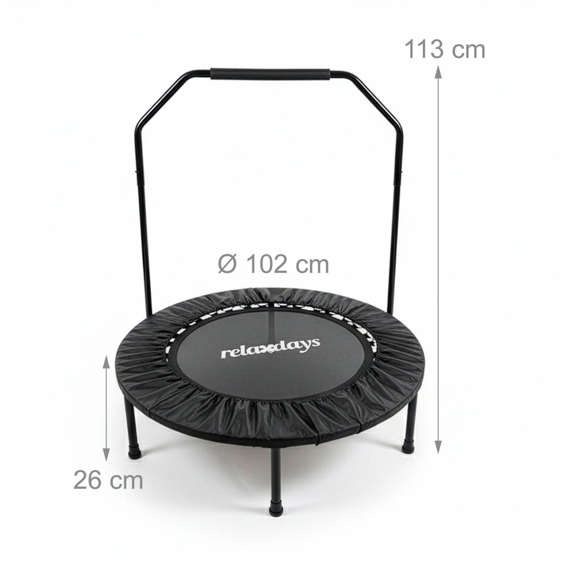 Trampolin mit Haltestange Ø 102cm Schwarz von Relaxdays