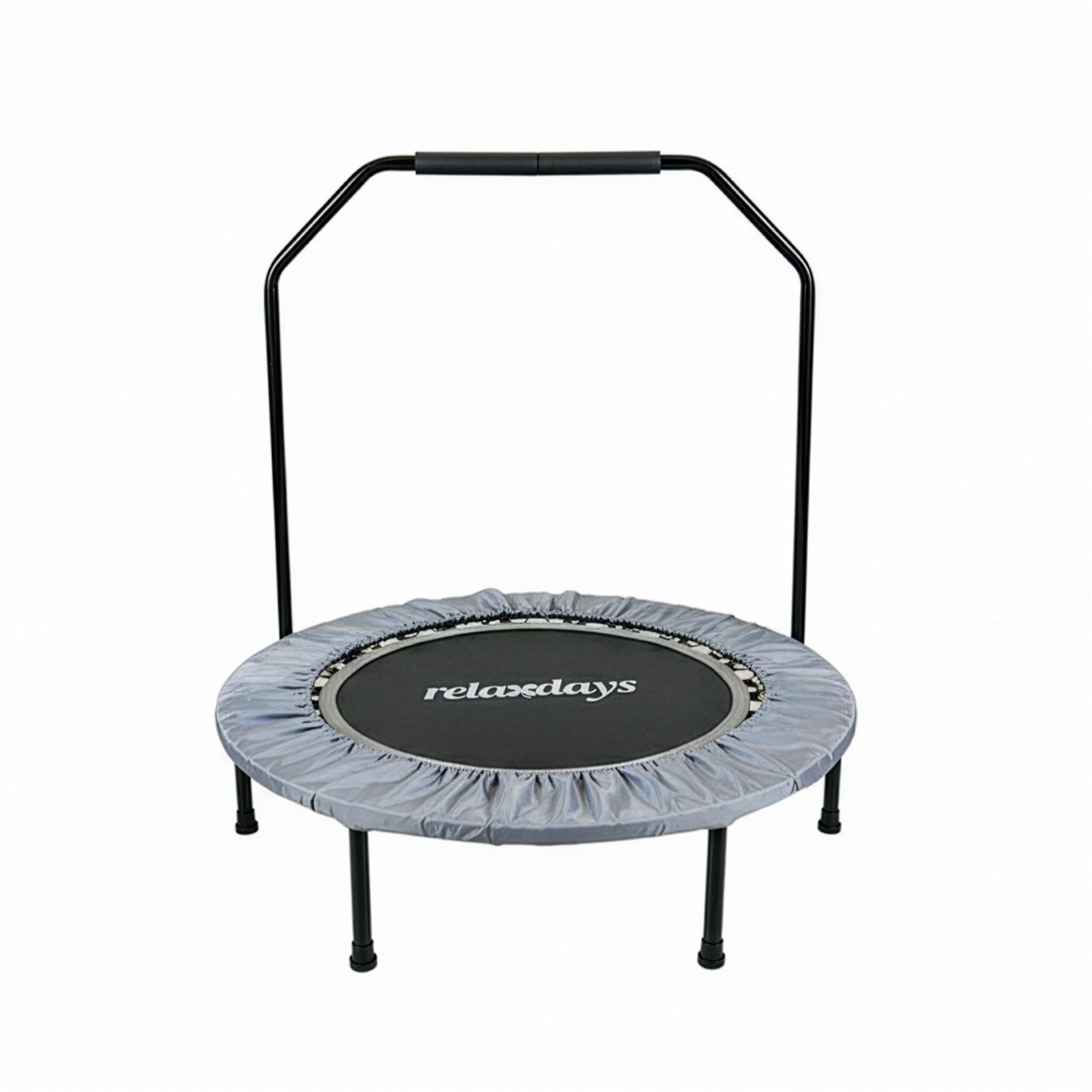 Trampolin mit Haltestange Ø 102cm Schwarz-Grau von Relaxdays