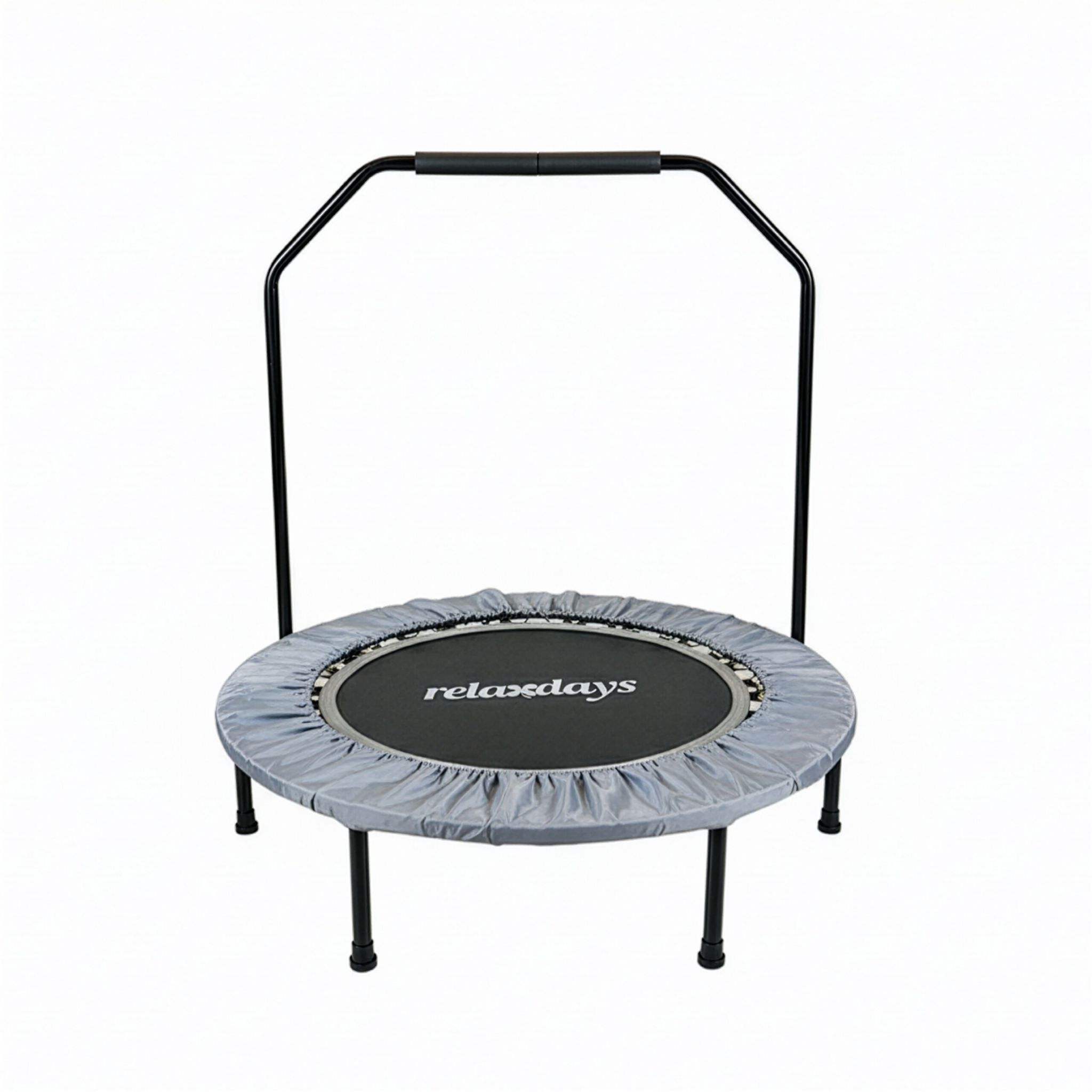 Trampolin mit Haltestange Ø 102cm Schwarz-Grau von Relaxdays