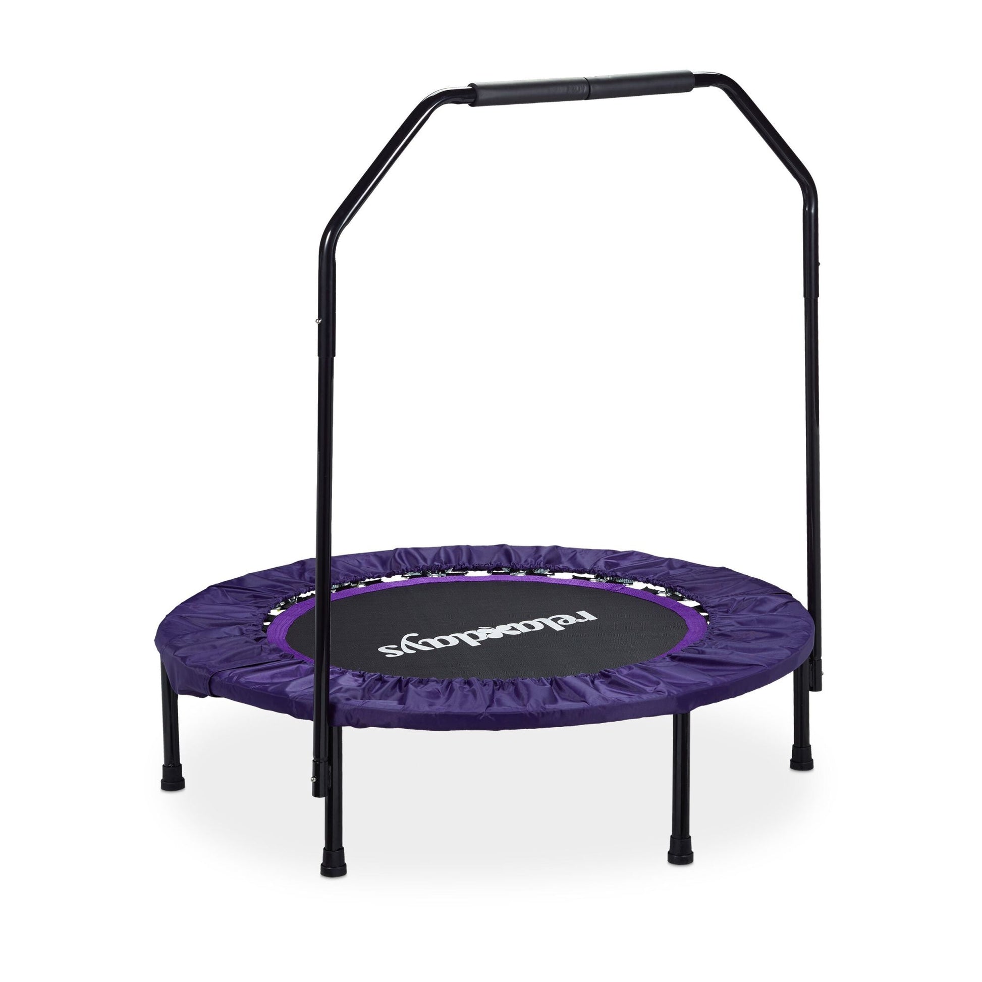 Trampolin mit Haltestange Ø 102cm Lila-Schwarz von Relaxdays