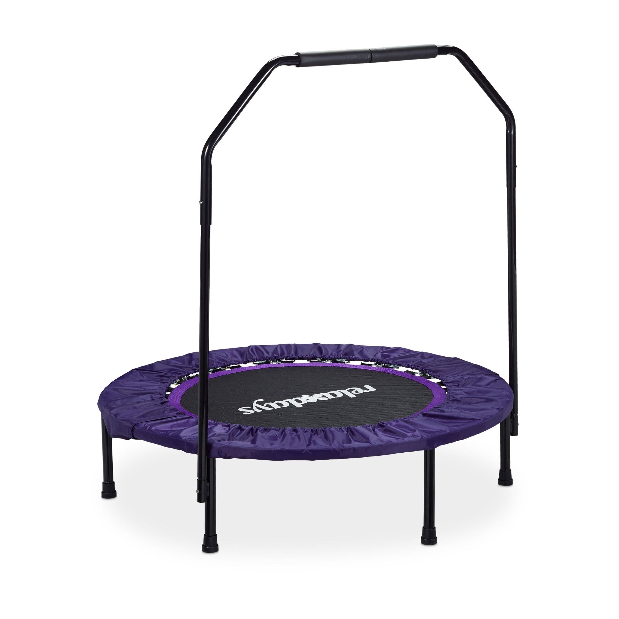 Trampolin mit Haltestange Ø 102cm Lila-Schwarz von Relaxdays
