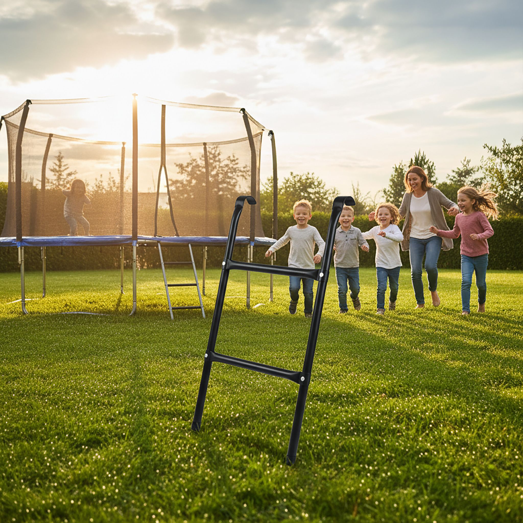 Trampolin Leiter schwarz Schwarz von Relaxdays