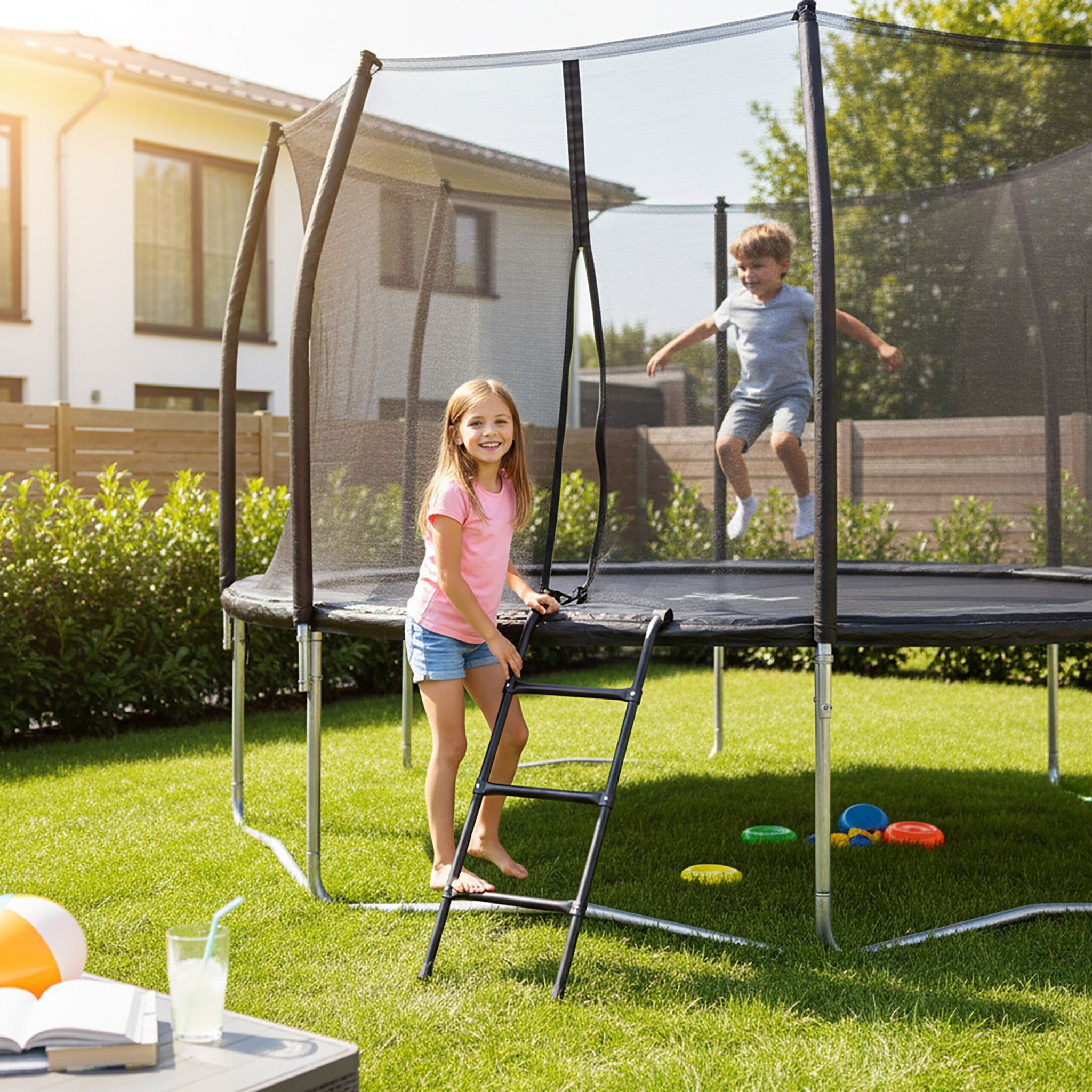 Trampolin Leiter schwarz Schwarz von Relaxdays