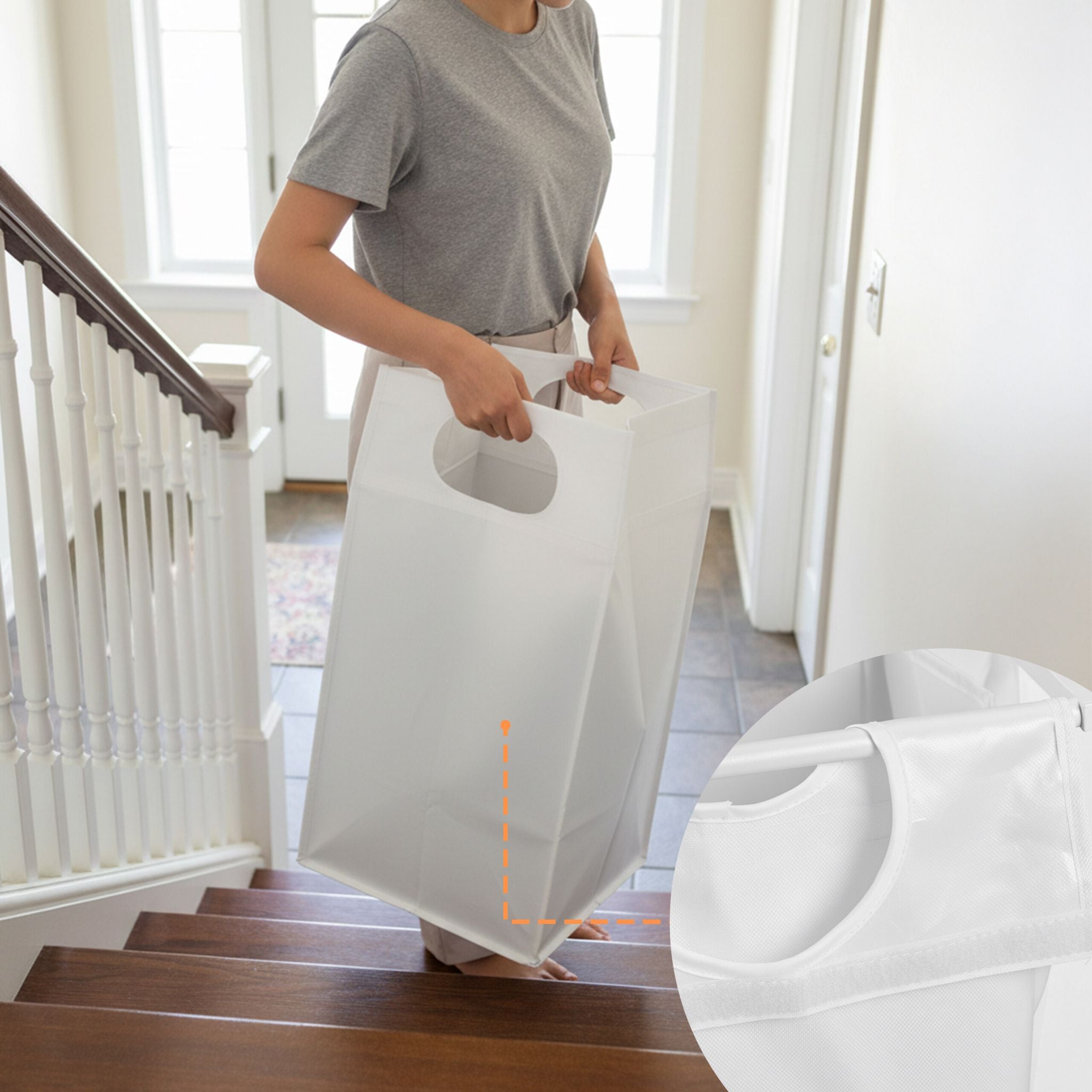 Wäschesammler mit Ablage Weiss-Grau von Relaxdays