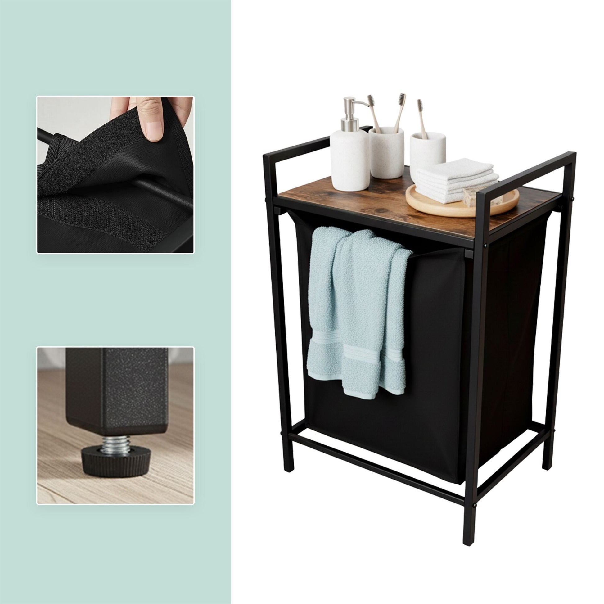 Wäschesammler mit Ablage Braun-Schwarz von Relaxdays