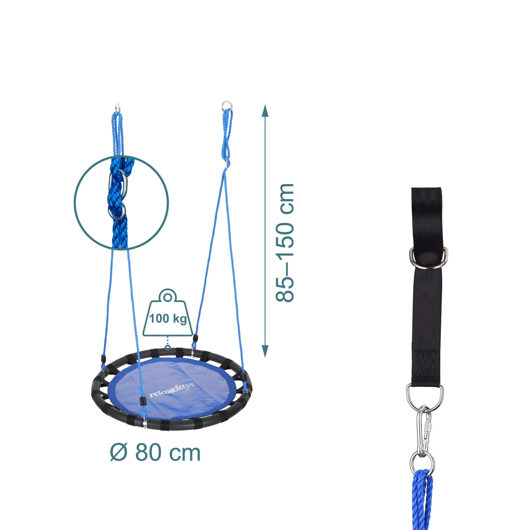 Nestschaukel 80cm Blau von Relaxdays