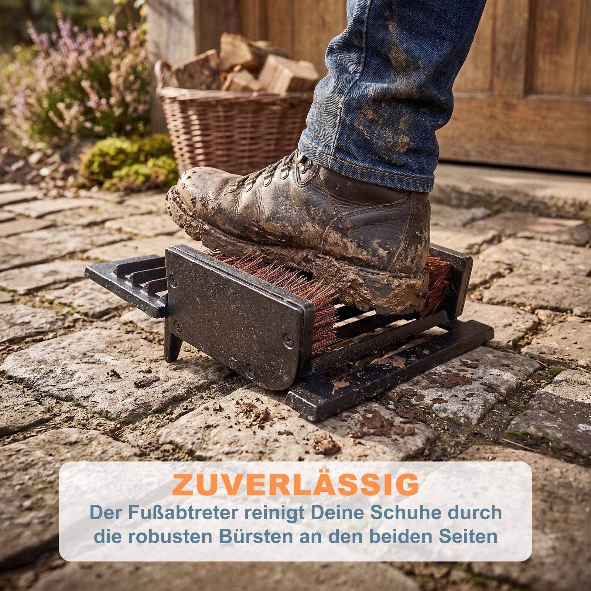Gusseisen Schuhabstreifer mit Bürsten Braun-Schwarz von Relaxdays