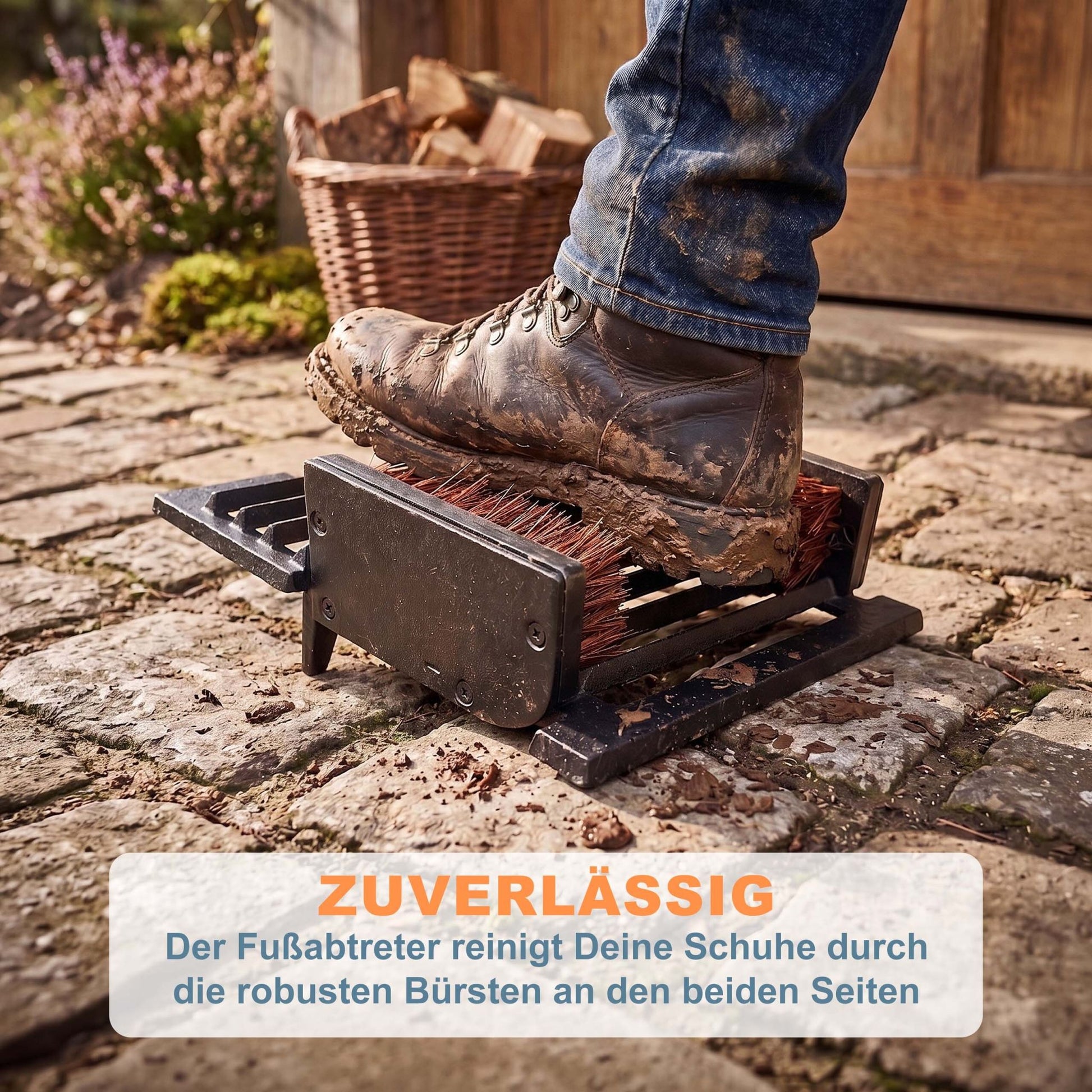 Gusseisen Schuhabstreifer mit Bürsten Braun von Relaxdays