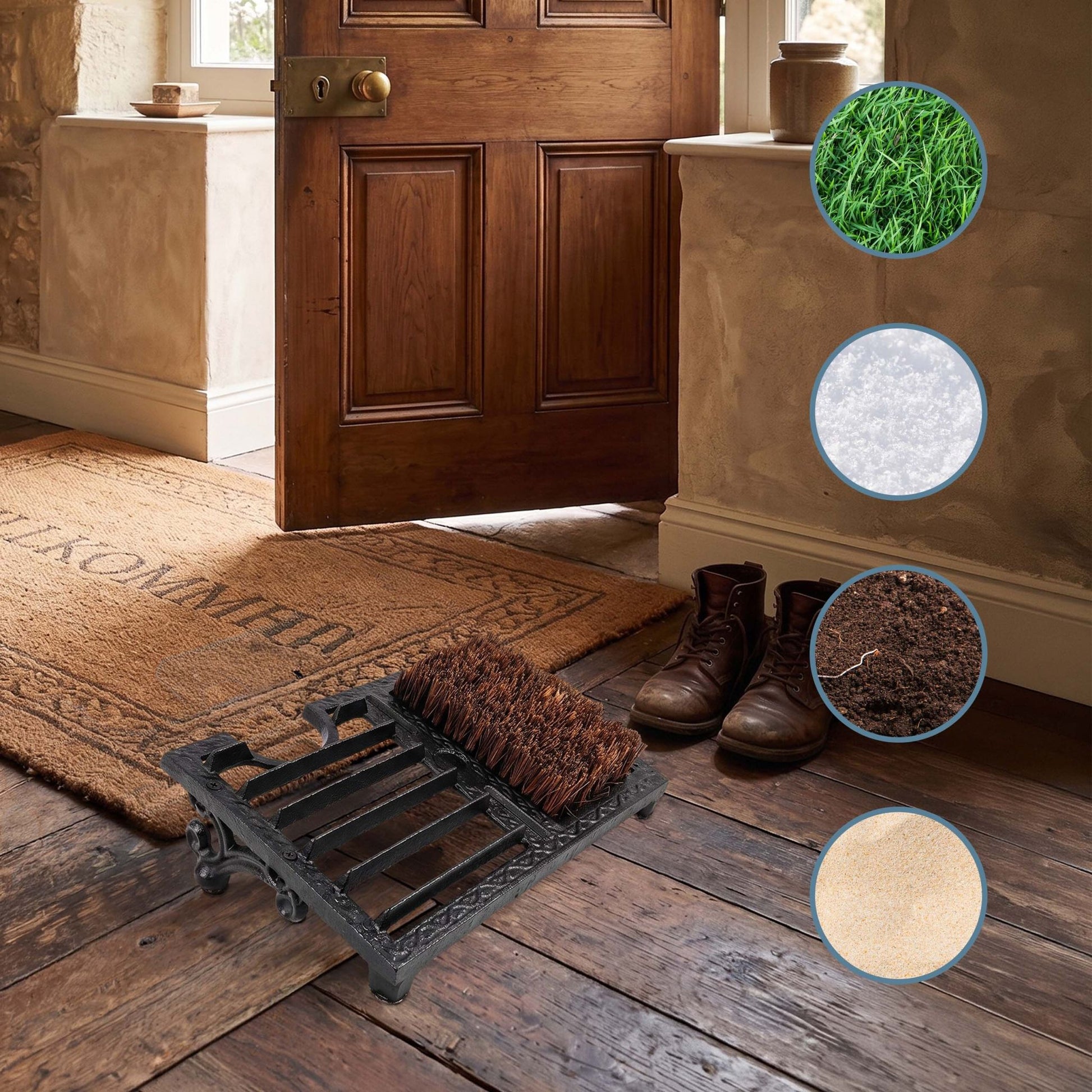Schuhabstreifer mit Schuhauszieher Braun-Schwarz von Relaxdays