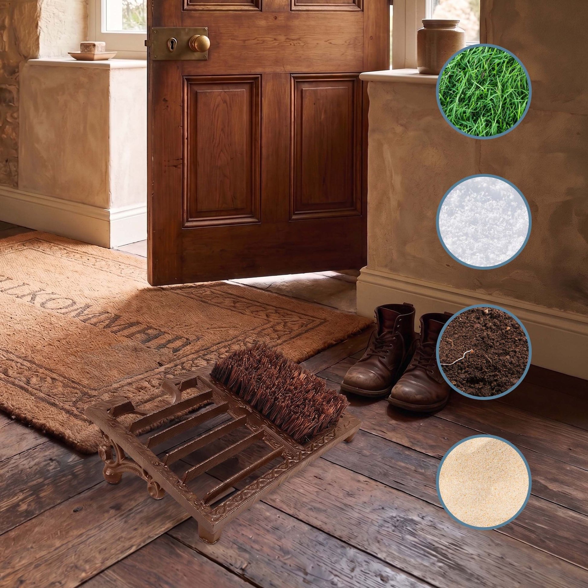 Schuhabstreifer mit Schuhauszieher Braun von Relaxdays