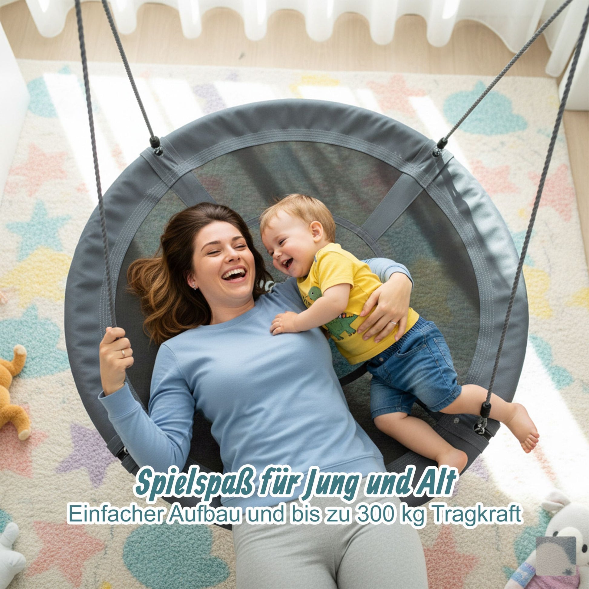 Nestschaukel Kinder bis 300 kg Weiss-Schwarz-Grau von Relaxdays